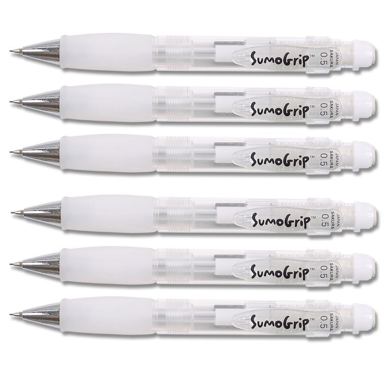 Sakura Sumo-Grip 0.5mm Pencil - Clear, Pack of 6