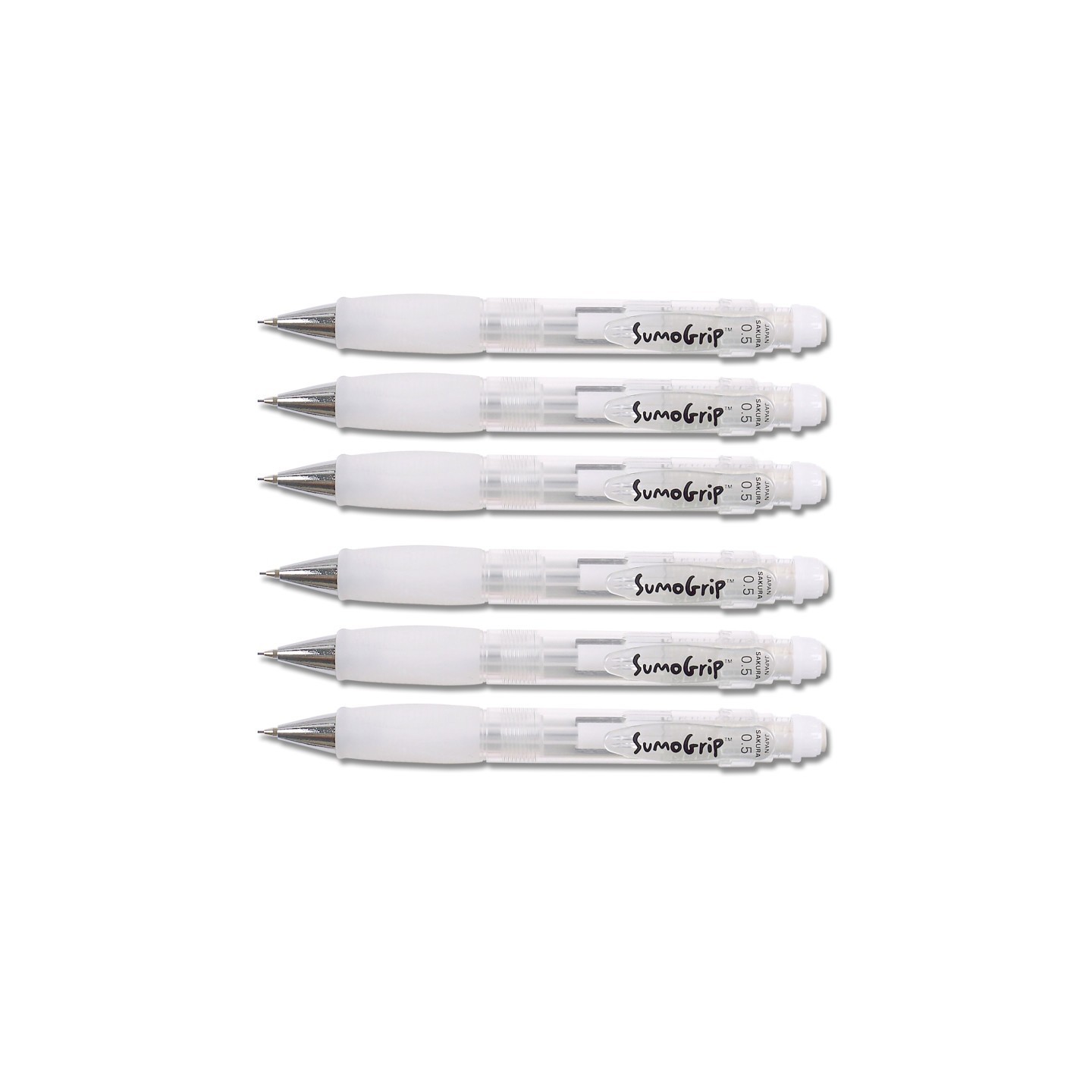 Sakura Sumo-Grip 0.5mm Pencil - Clear, Pack of 6