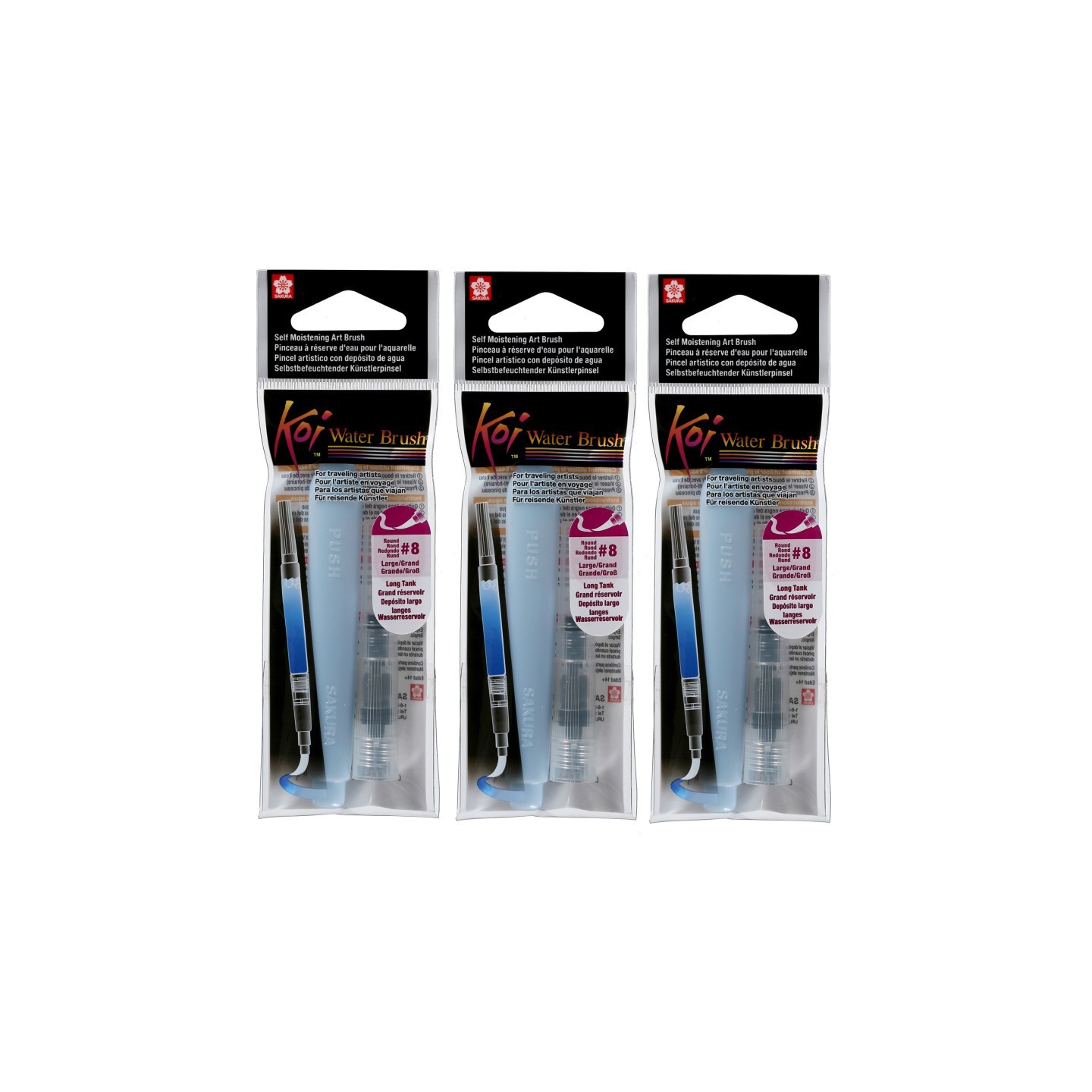 Sakura Koi Water Brush, 9mL Tank, Round, Large, Pack of 3