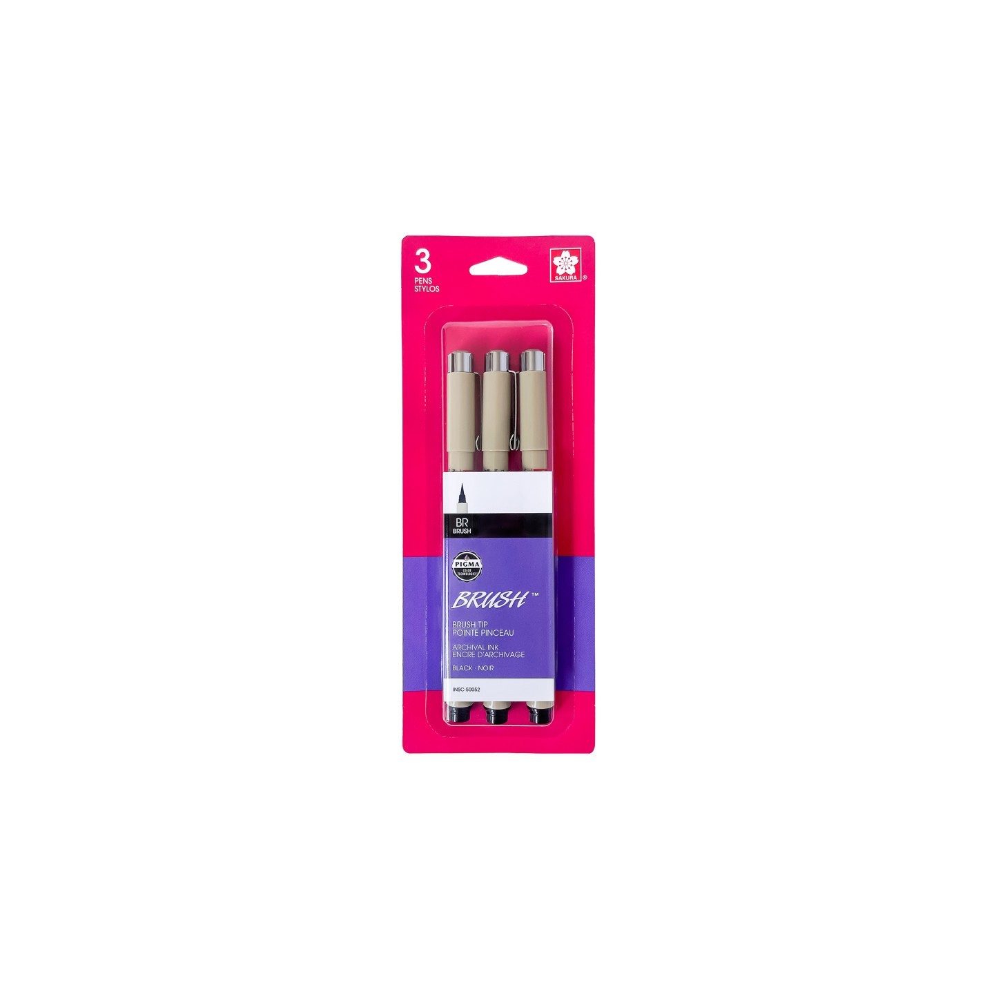 Sakura Pigma Brush Pen, Black, 3-Pack