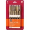 Sakura Pigma Micron Pens, Black, Assorted Sizes, 6-Pack, Blister Card