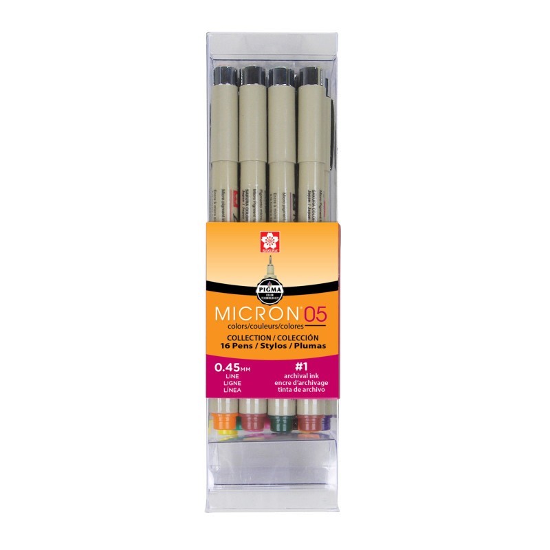 Sakura Pigma Micron Pen, Cube Collection, Size 05, Assorted Colors, 16-Piece Set