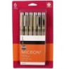 Sakura Pigma Micron Pens, Black, Size 12, 6-Pack, Blister Card