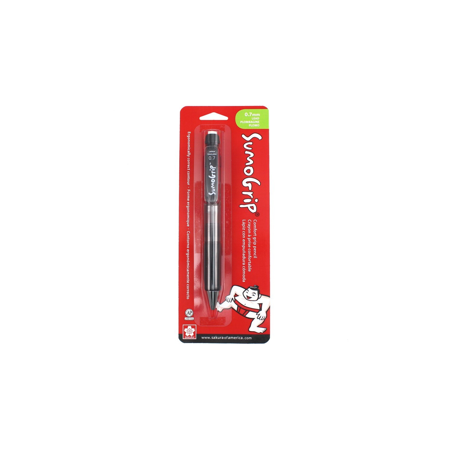 Sakura SumoGrip Comfort Grip Mechanical Pencil, 0.7mm, Gray, Blister Card