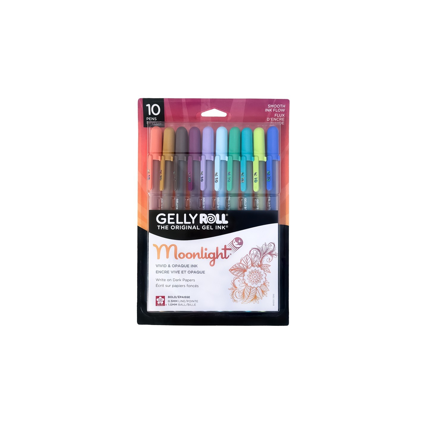 Sakura Moonlight Gel Pens, 10 Bold Point, Twilight & Daylight Colors, 10-Pack, Blister Card