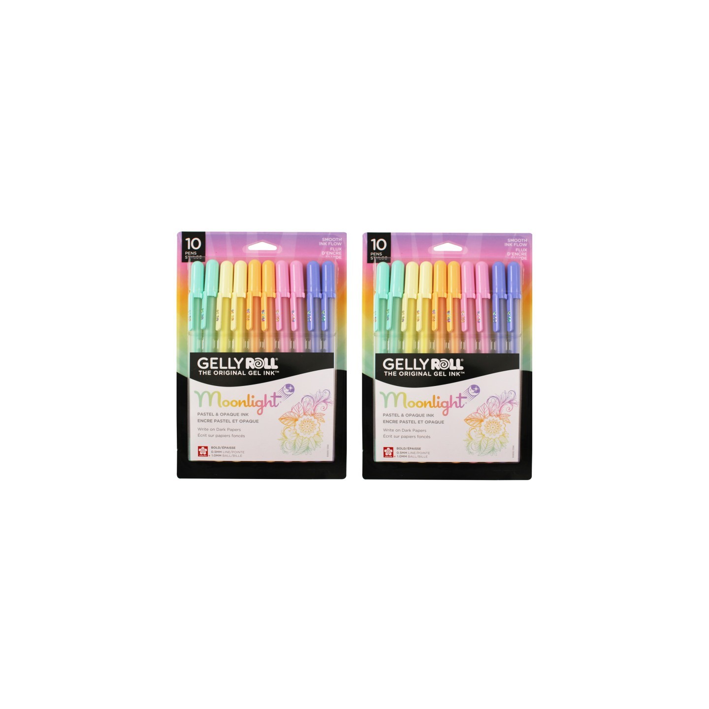 Sakura Moonlight Gel Pens, 10 Bold Point, Assorted Pastel Colors, 10 Per Set, 2 Sets