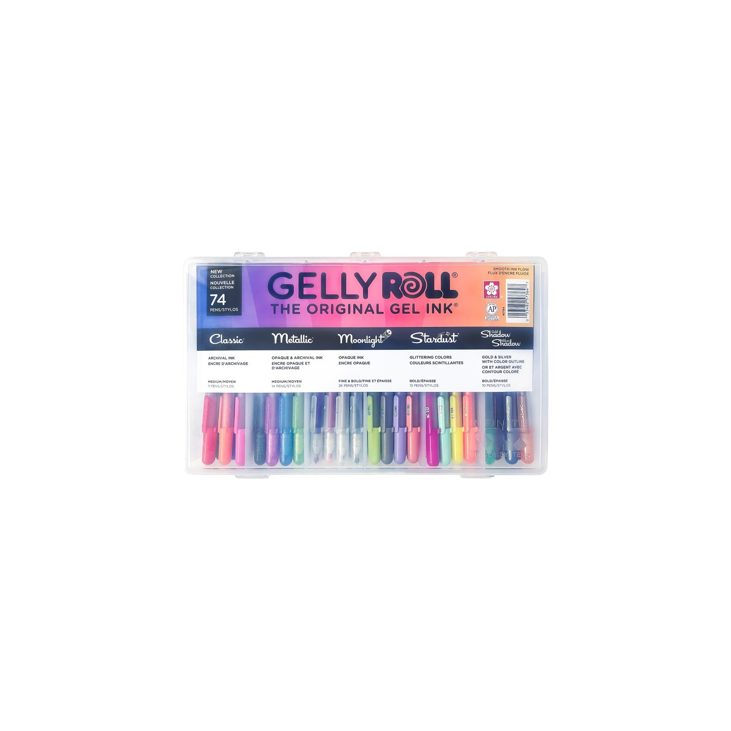 Sakura Gel Pens in Reusable Case, 74-Piece Set
