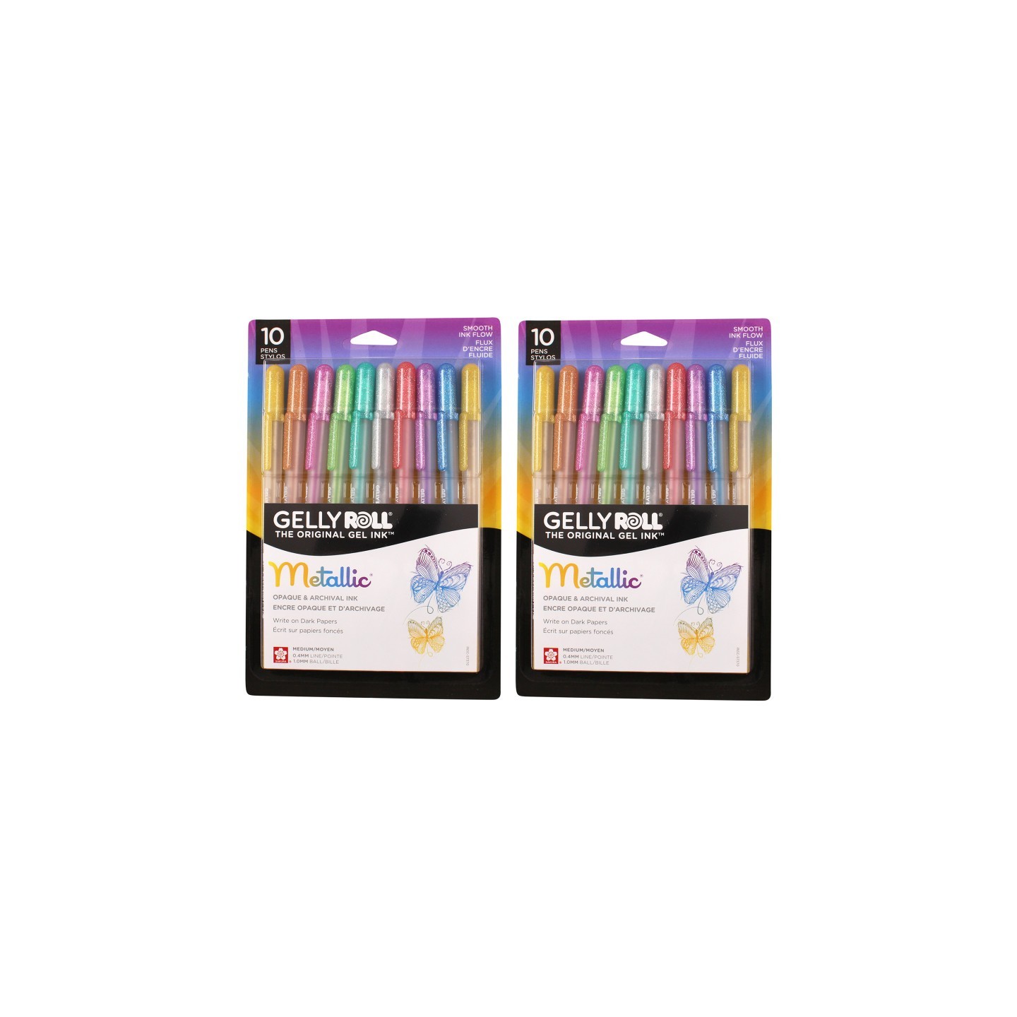 Sakura Metallic Gel Pens, Medium Point, Assorted Colors, 10 Per Set, 2 Sets