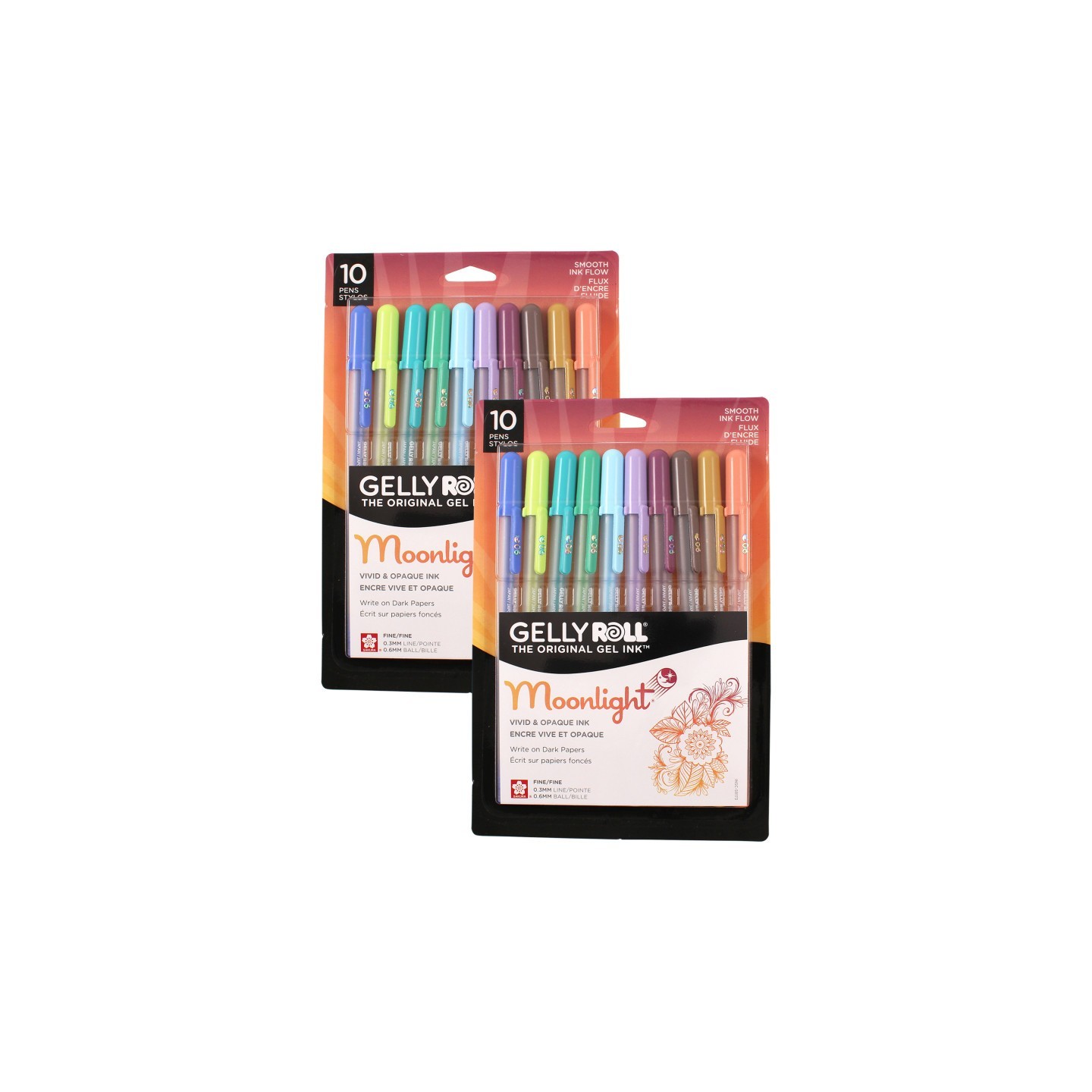 Sakura Moonlight Gel Pens, Fine Point, Assorted Colors, 10 Per Set, 2 Sets