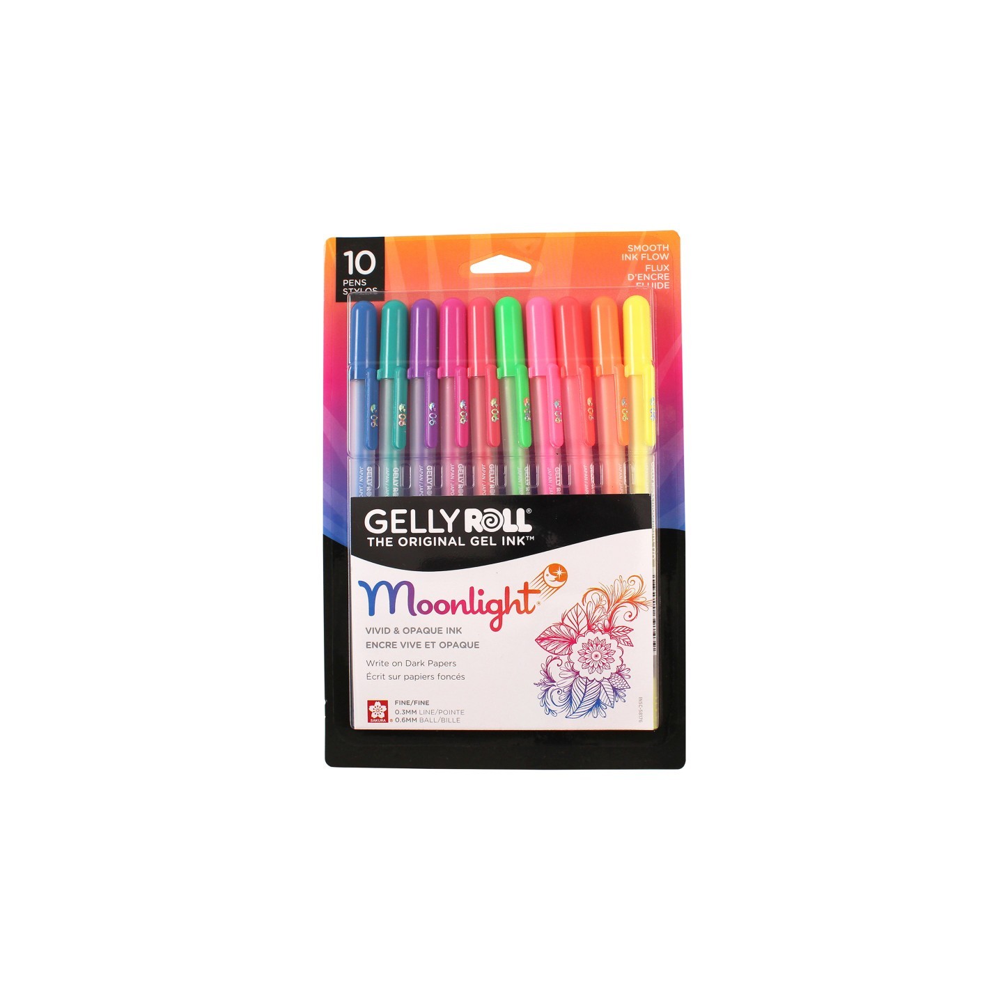 Sakura Gelly Roll Moonlight Gel Ink Pens, 06 Fine, Assorted, Pack of 10