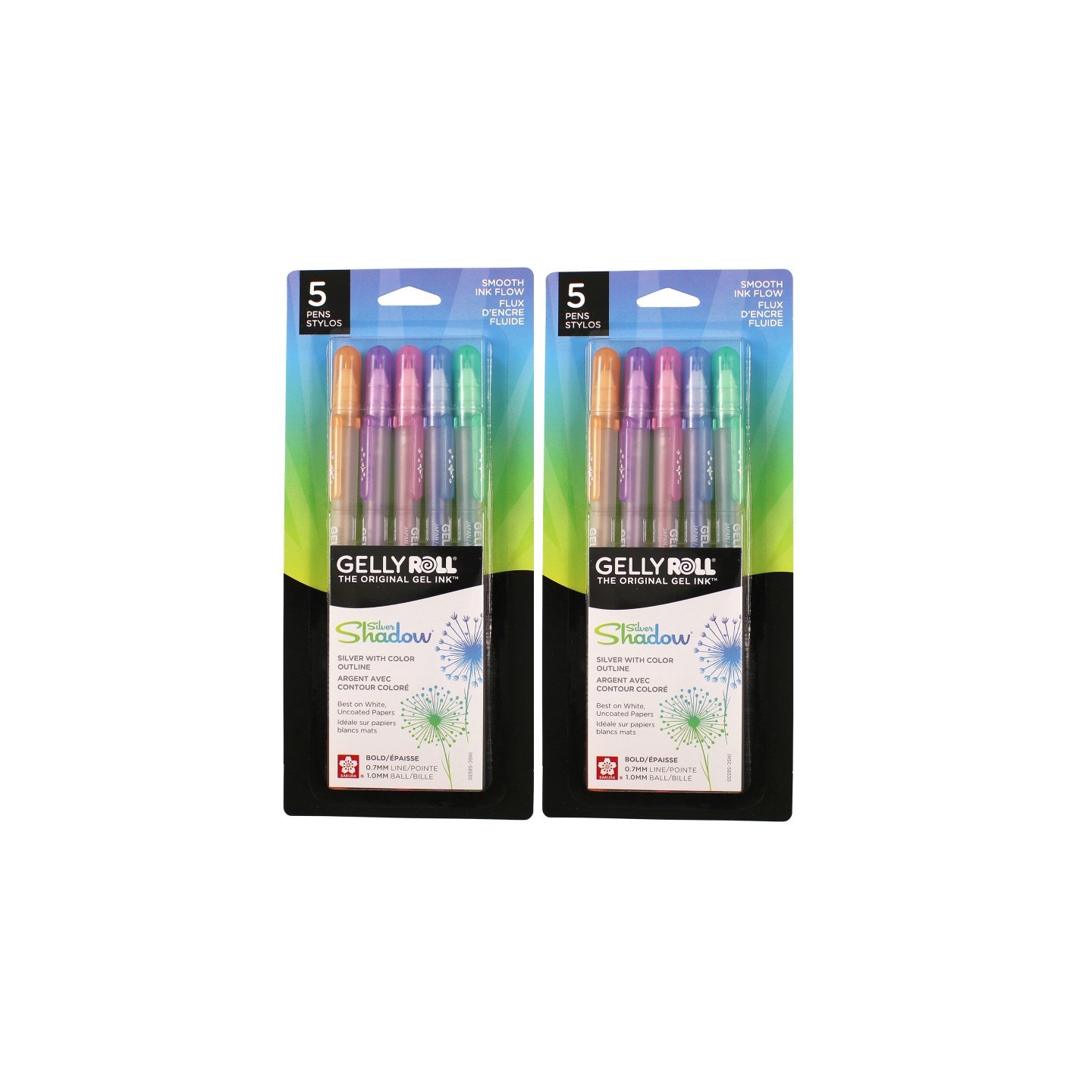 Sakura Gelly Roll Gel Ink Pens, Silver Shadow, 5 Per Set, 2 Sets