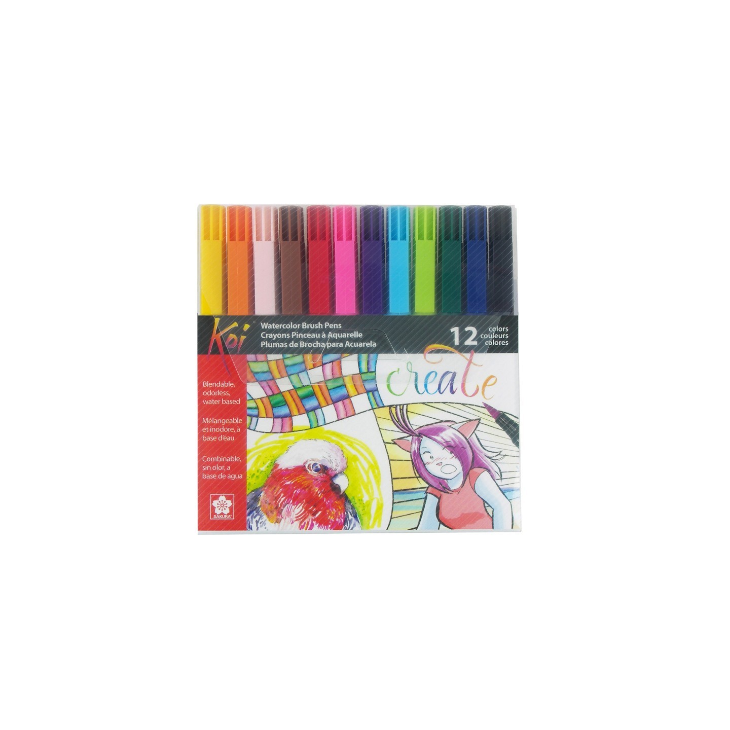 Sakura Koi Watercolor Brush Pens, Assorted Colors, 12-Piece Set