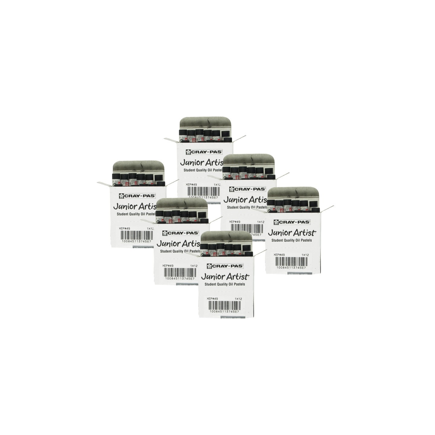 Sakura Cray-Pas Junior Artist Oil Pastels, Black, 12 Per Pack, 6 Packs