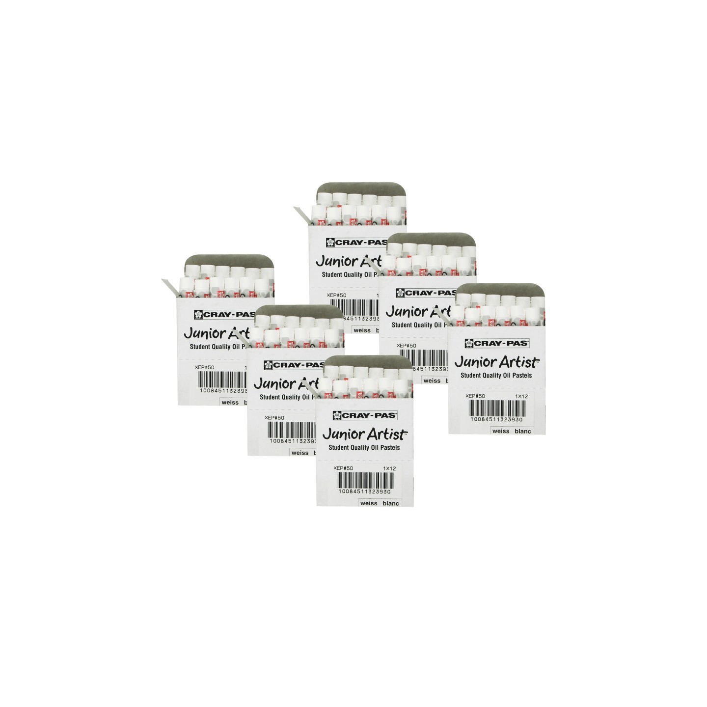 Sakura Cray-Pas Junior Artist Oil Pastels, White, 12 Per Pack, 6 Packs