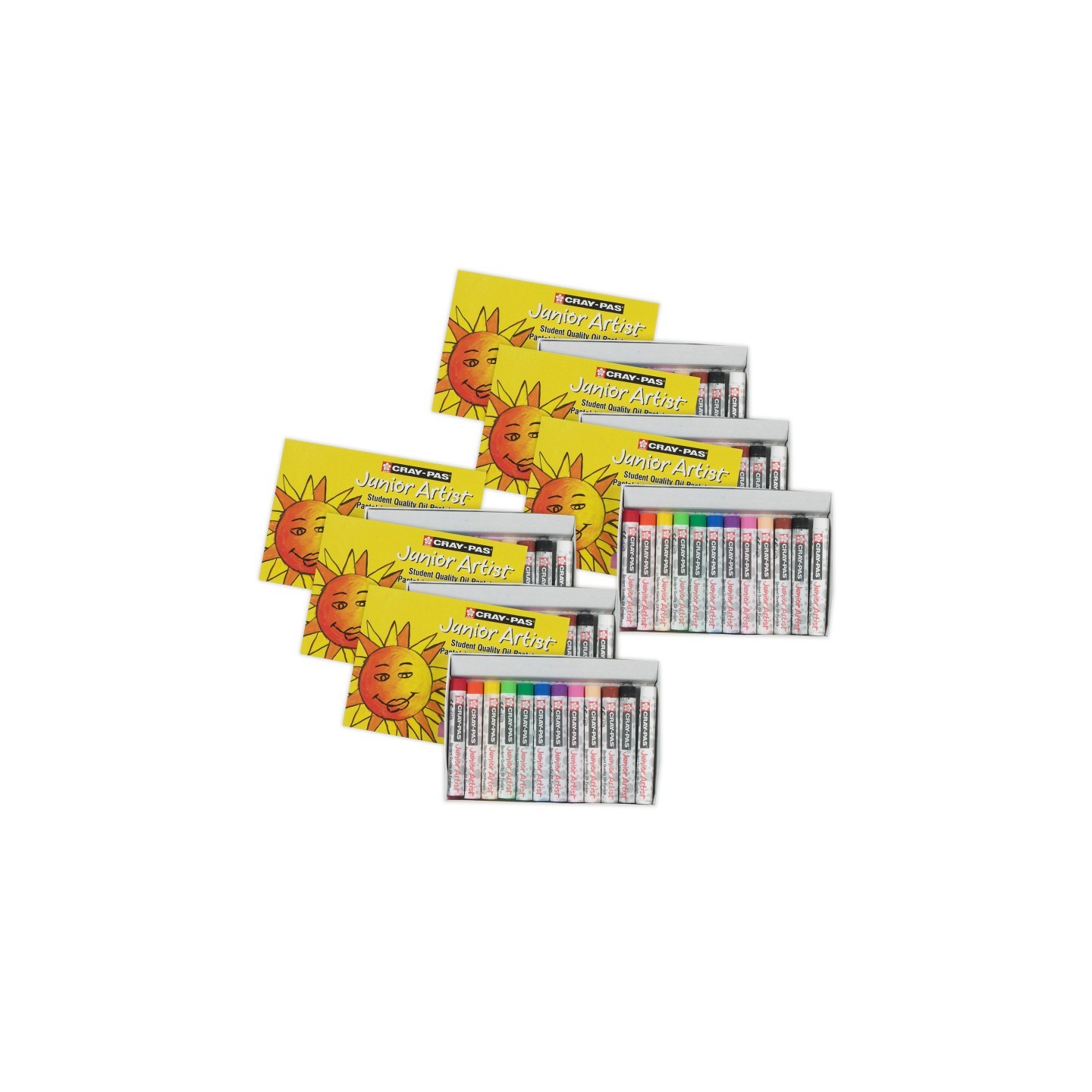 Sakura Cray-Pas Junior Artist Oil Pastels, Assorted Colors, 12 Per Set, 6 Sets