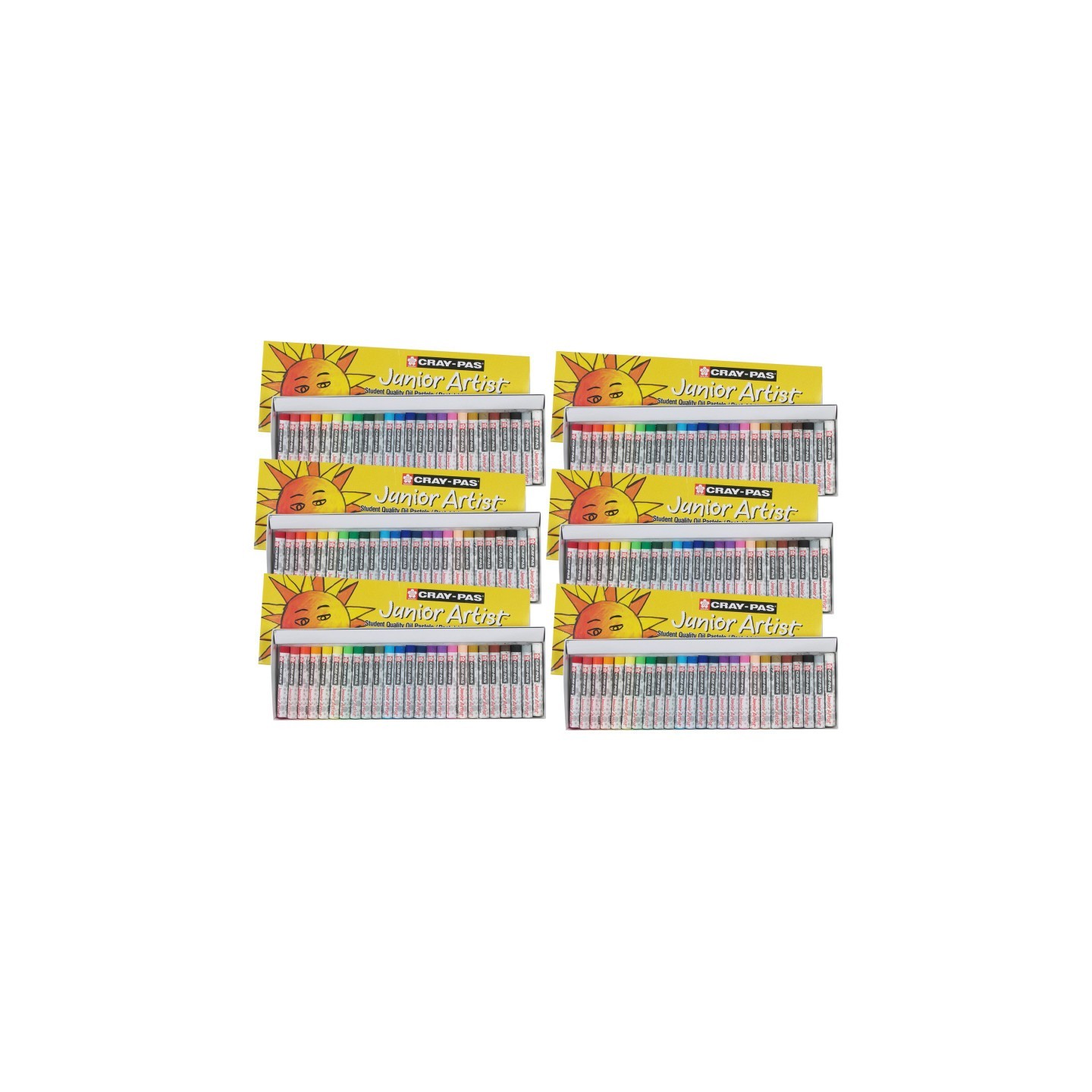 Sakura Cray-Pas Junior Artist Oil Pastels, Assorted Colors, 25 Per Set, 6 Sets