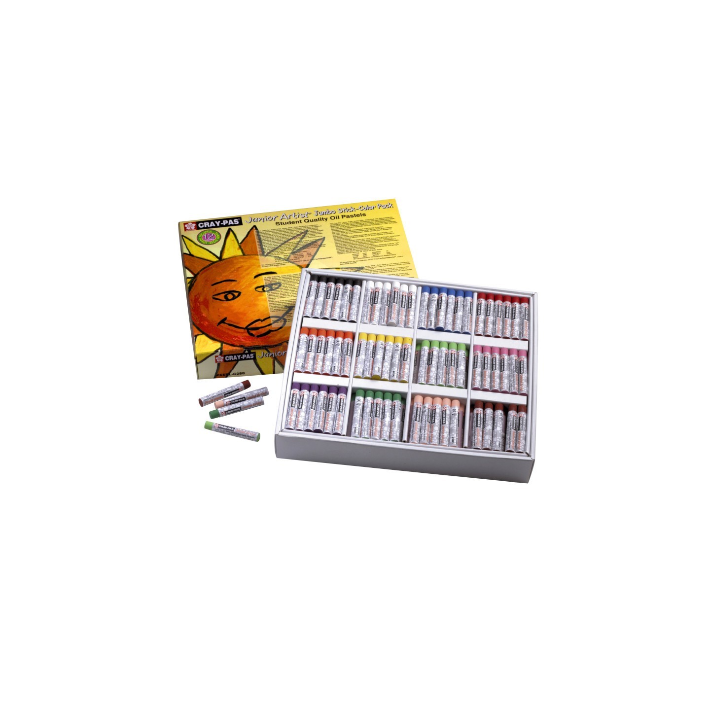Sakura Cray-Pas Junior Artist Oil Pastel Chalk, Jumbo Size, 12 Colors, 288-Piece Classroom Pack