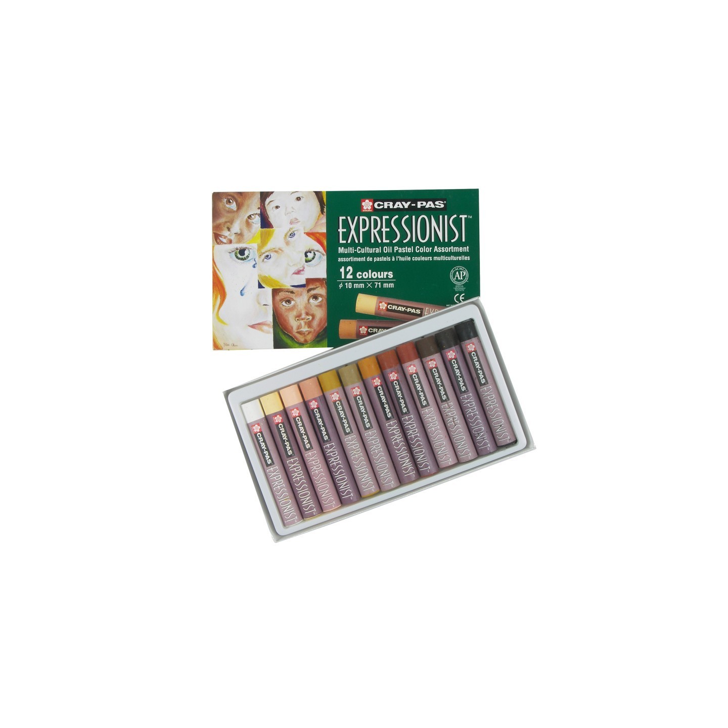 Sakura Cray-Pas Expressionist Oil Pastels, Skin Tone Assorted Colors, 12-Piece Set