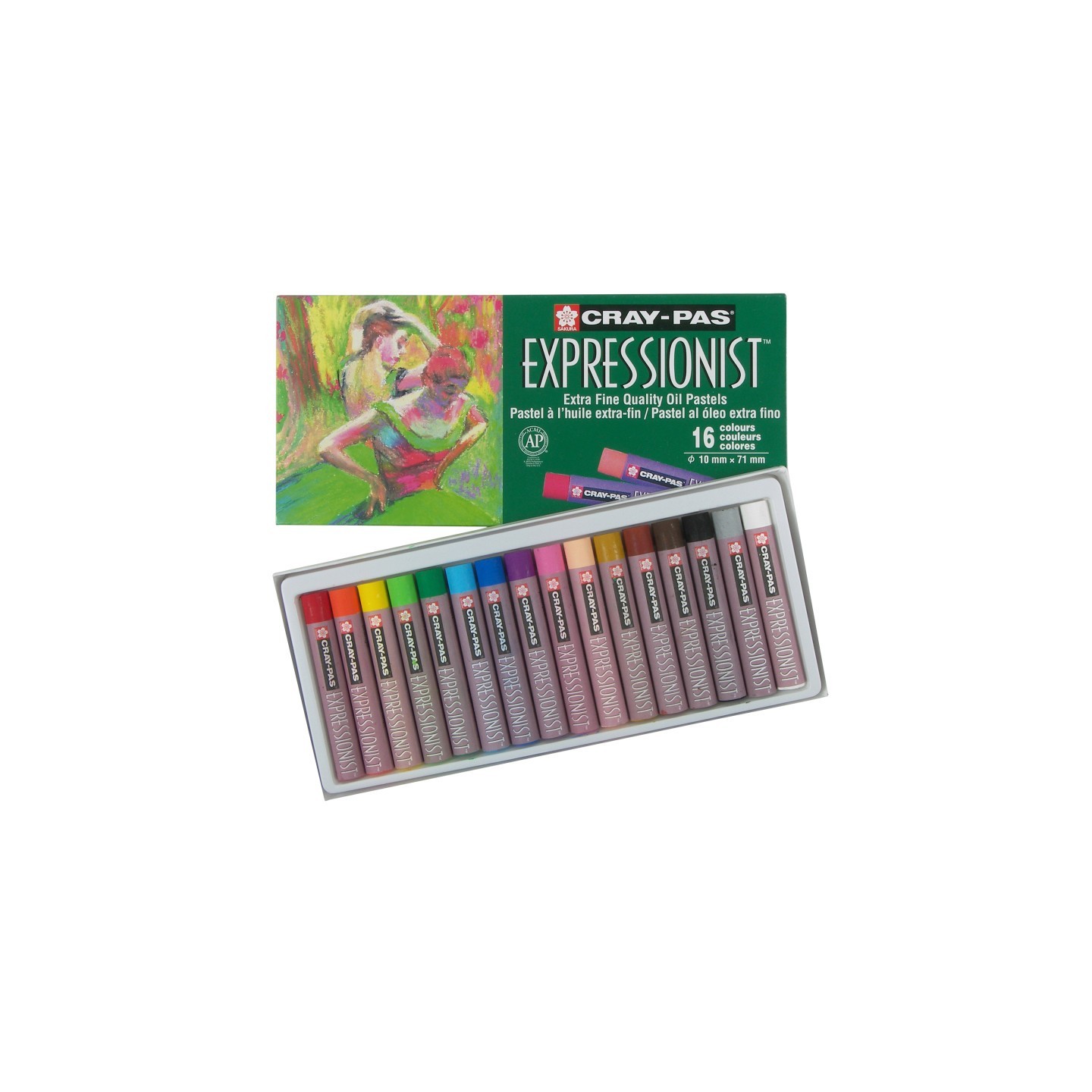 Sakura Cray-Pas Expressionist Oil Pastels, Assorted Colors, 16-Piece Set