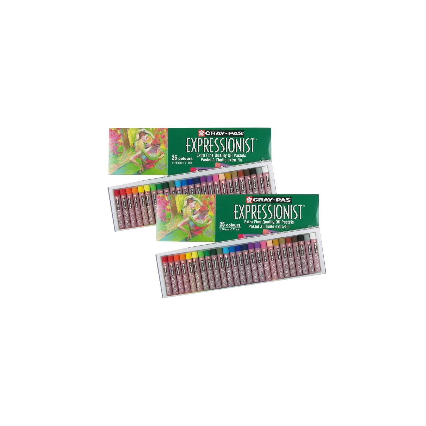 Sakura Cray-Pas Expressionist Oil Pastels, Assorted Colors, 25 Per Set, 2 Sets