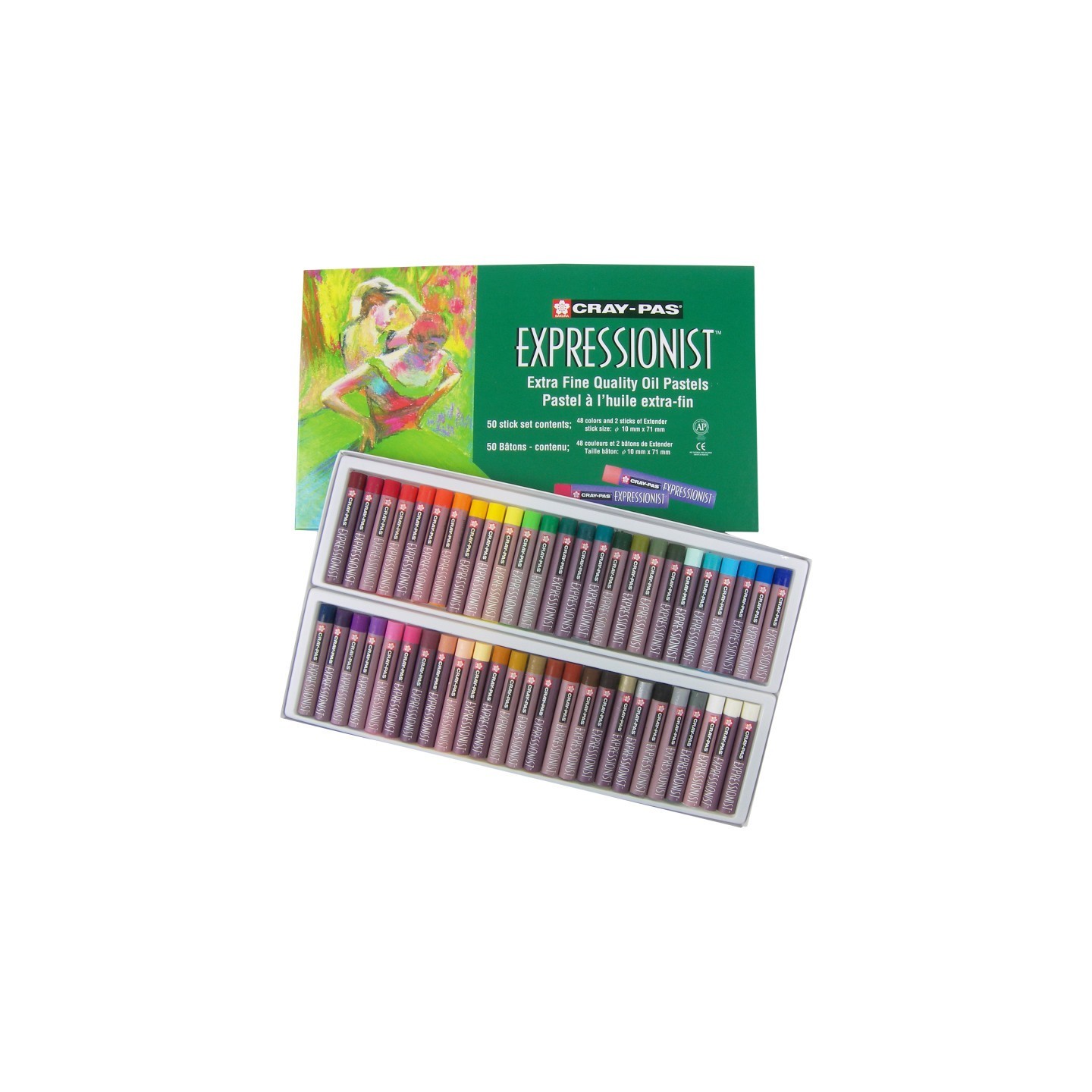 Sakura Cray-Pas Expressionist Oil Pastel Chalk, 48 Assorted Colors, 50-Piece Set