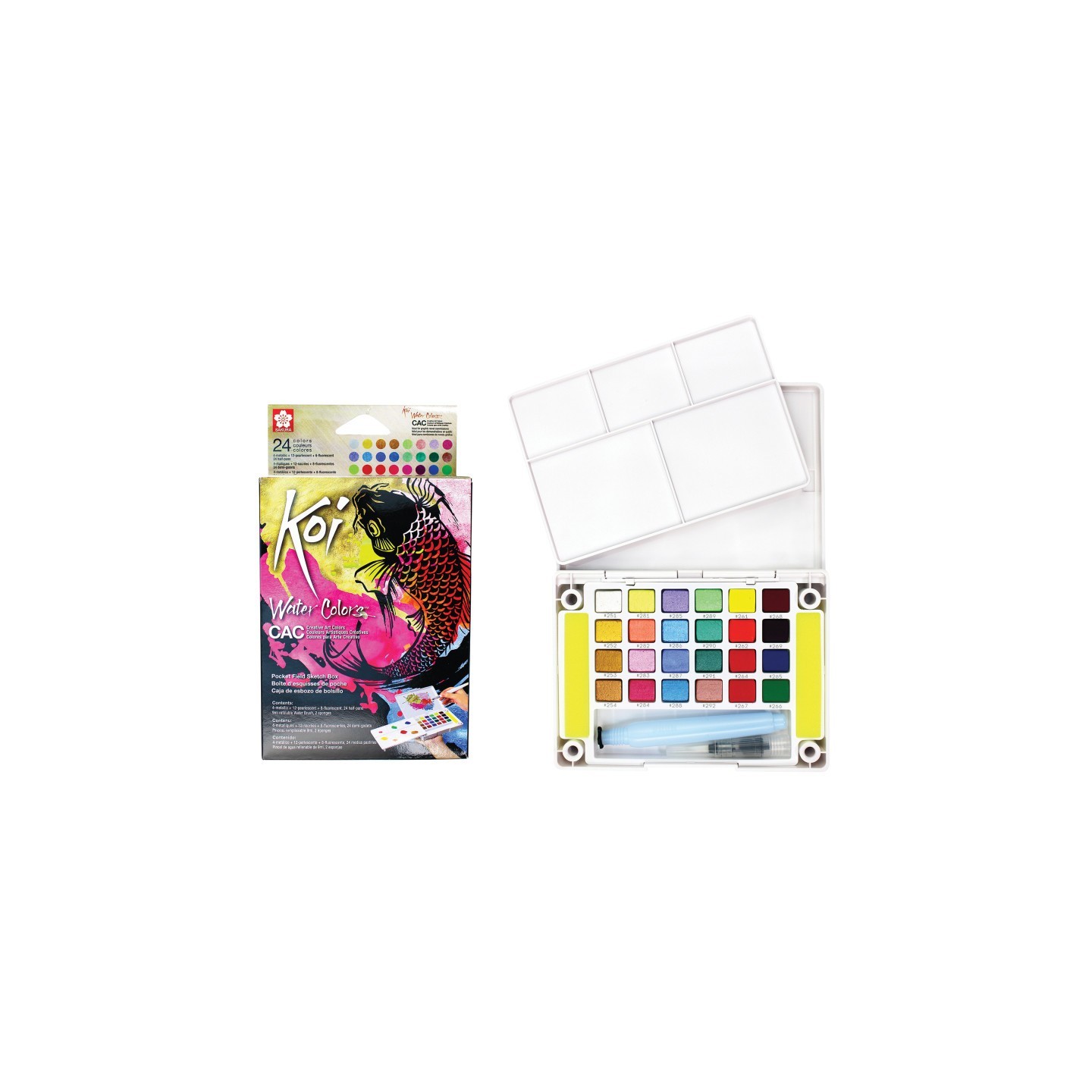 Sakura Koi Water Colors Field Sketch Box with Brush, 24 Creative Art Colors