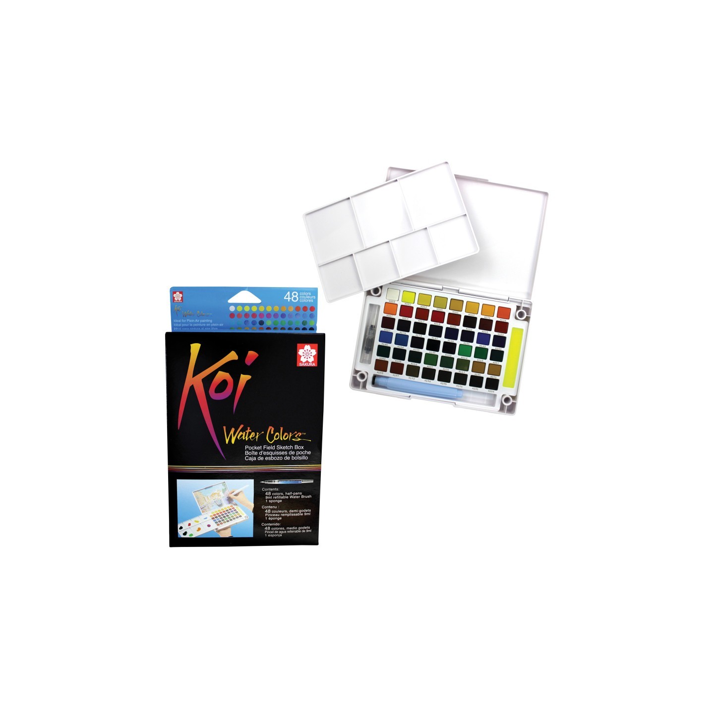 Sakura Koi Water Colors Field Sketch Box with Brush, 48 Colors