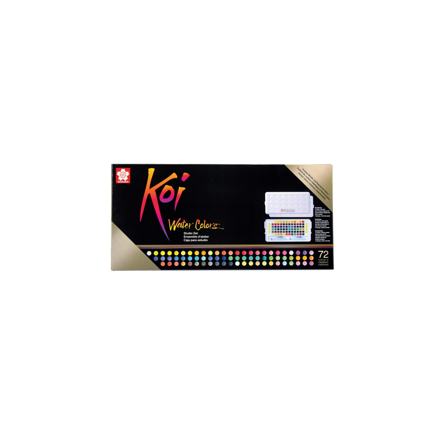 Sakura Koi Water Colors Studio Sketch Box with 2 Brushes, 72 Colors