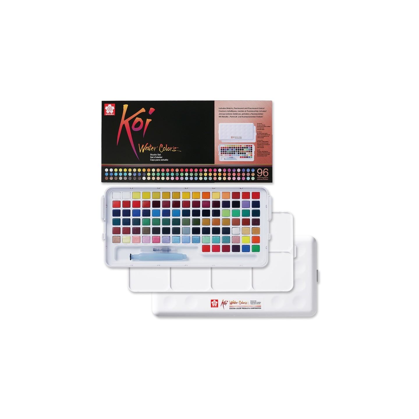 Sakura Koi Water Colors Studio Sketch Box with Brush, 96 Colors