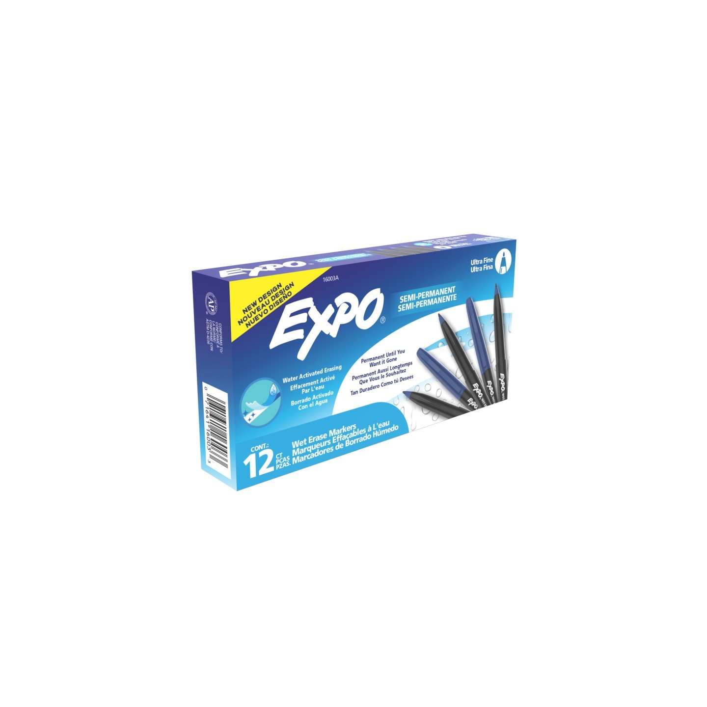 EXPO® Vis-a-Vis Wet Erase Markers, Ultra Fine Point, Blue, 12 Count