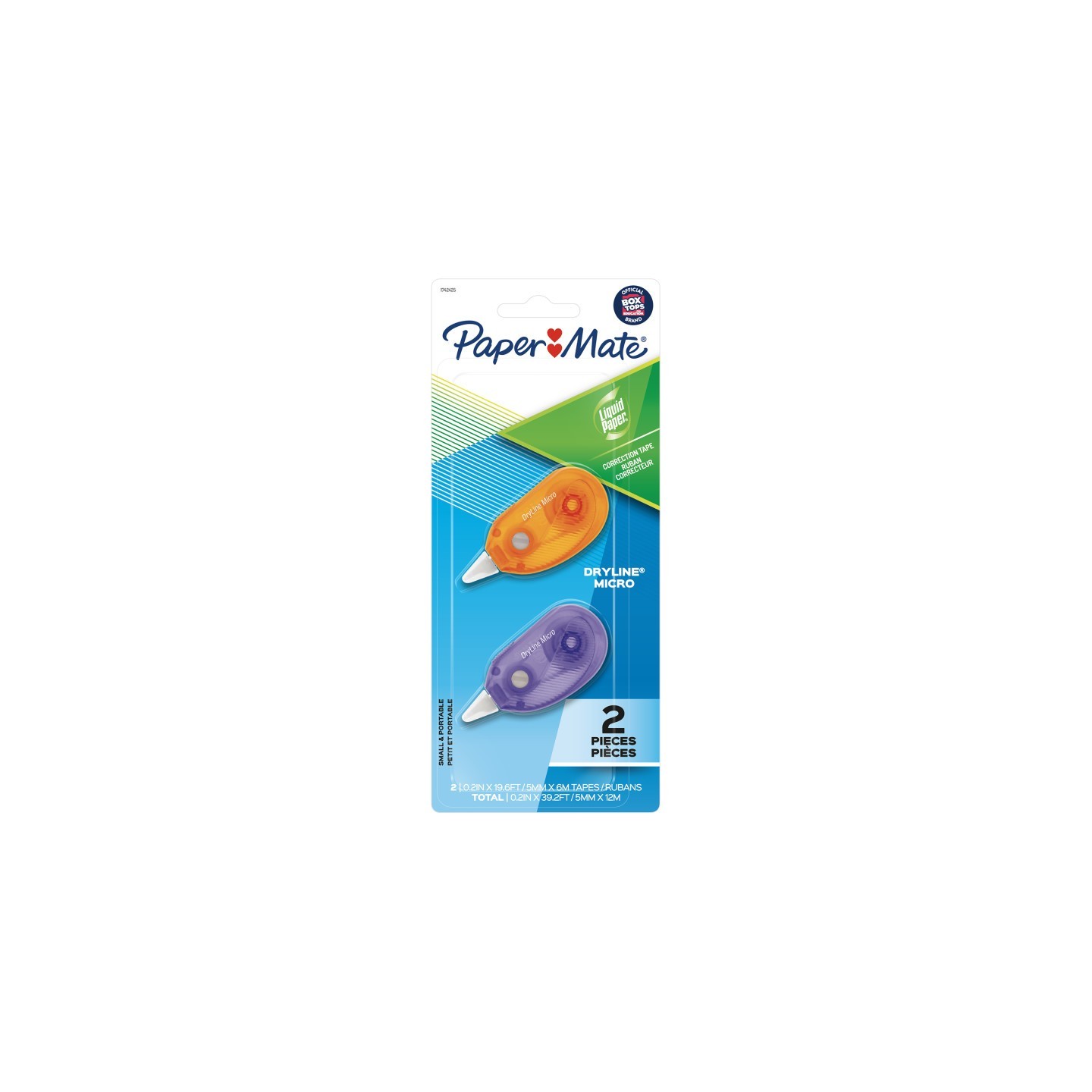 Paper Mate® Liquid Paper DryLine Micro Correction Tape, Assorted Colors, 2 Count