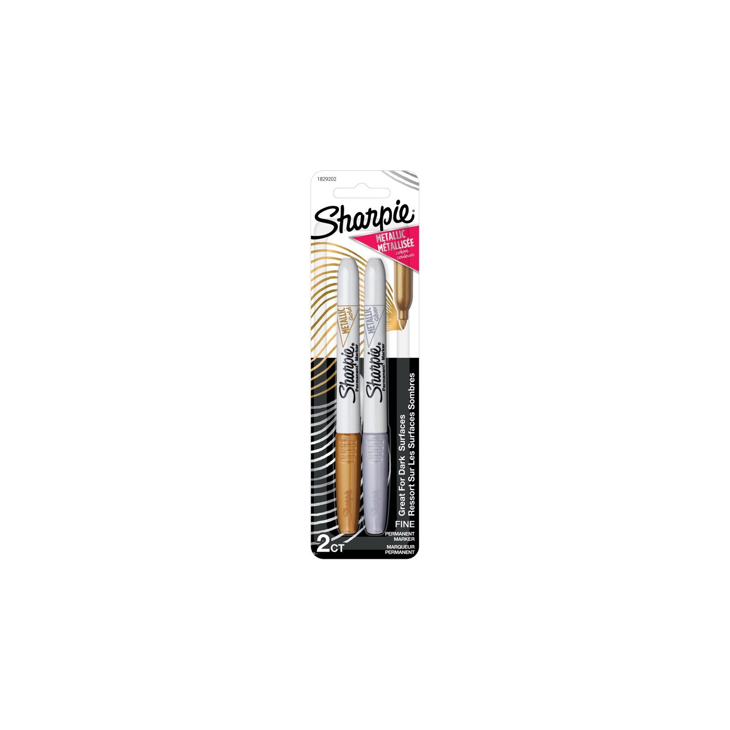 Sharpie® Metallic Permanent Markers, Fine Point, Gold & Silver, 2 Count