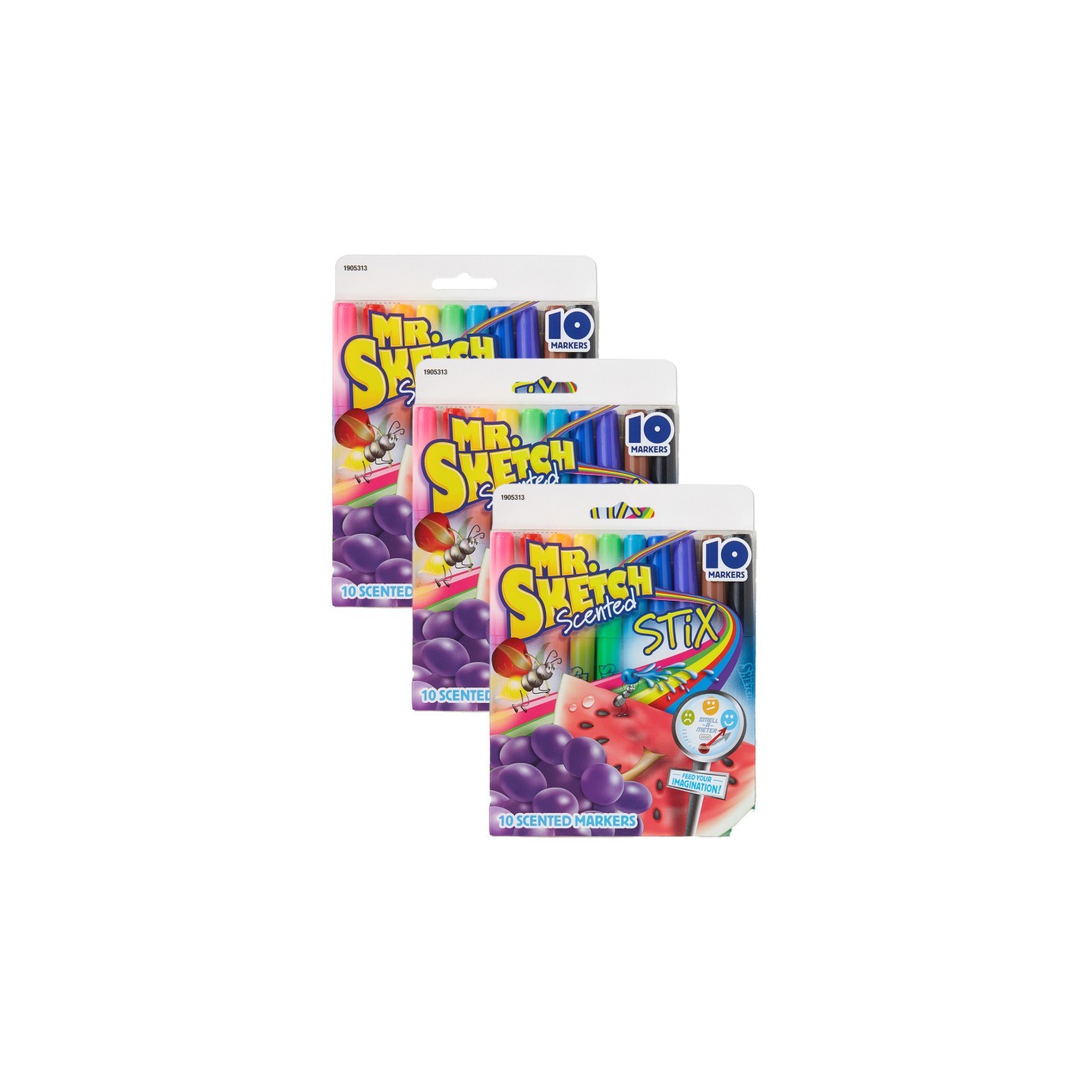Mr. Sketch® Scented Stix, Bullet Point Markers, Assorted, 10 Per Pack, 3 Packs