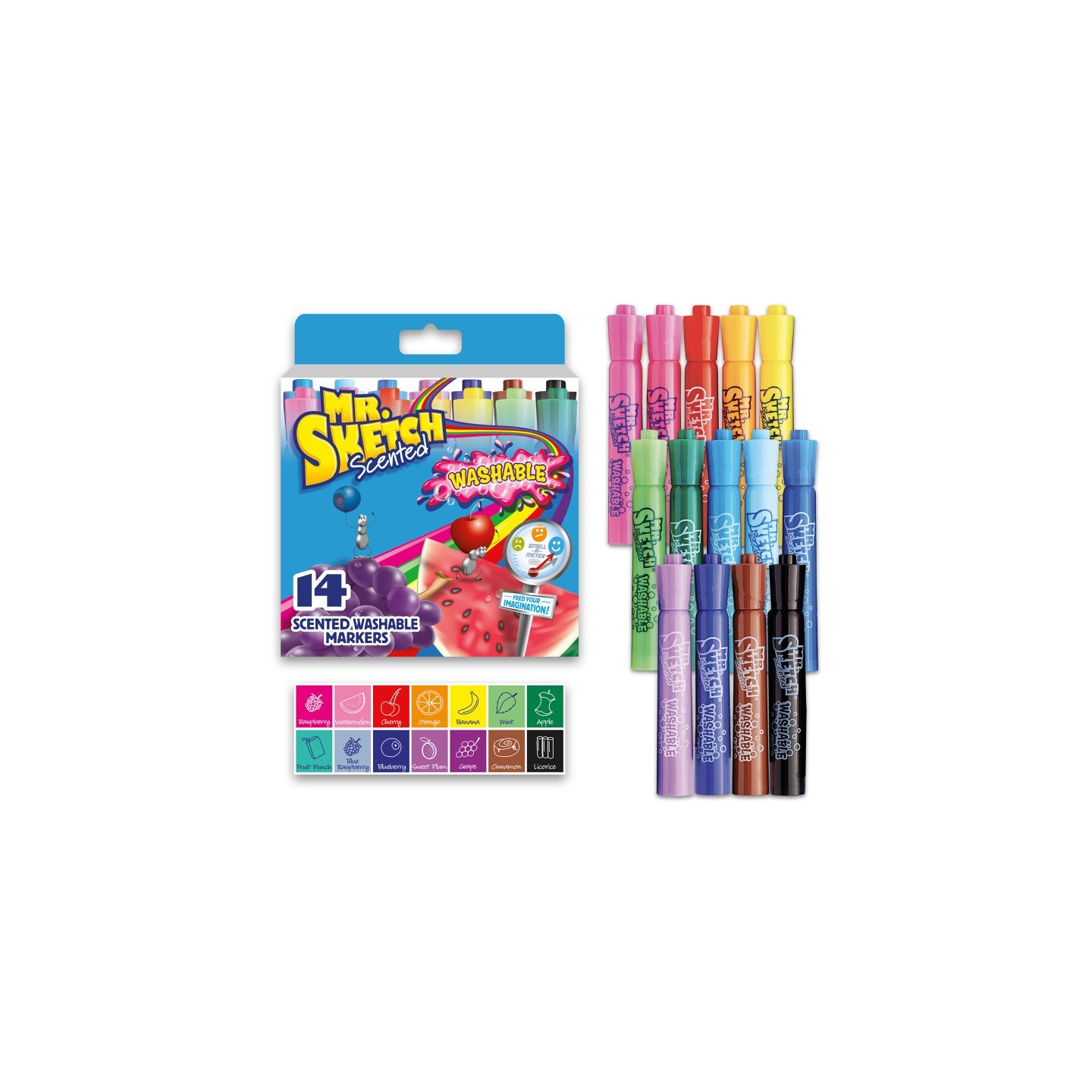 Mr. Sketch® Washable Scented Markers, Chisel Tip, Assorted Colors, 14-Count