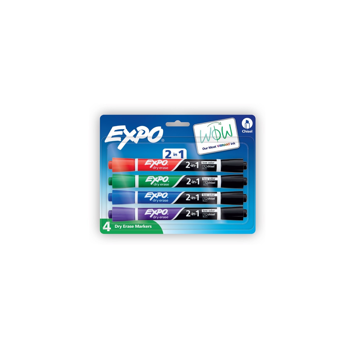 EXPO® Dry Erase 2-in-1 Markers, Chisel Tip, Assorted, 4 Count