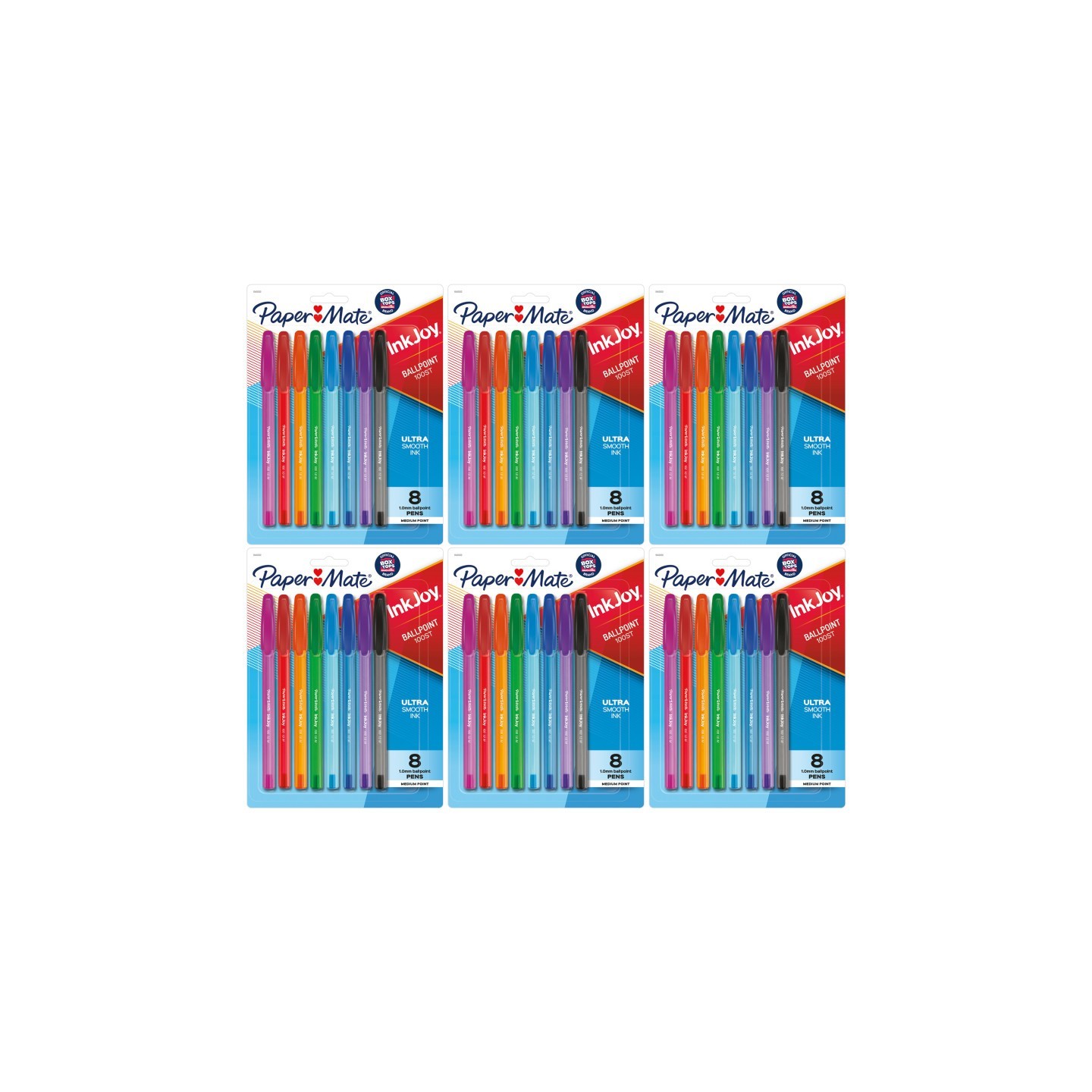 Paper Mate® InkJoy 100ST Ballpoint Pens, Medium Point, Assorted Ink, 8 Per Pack, 6 Packs