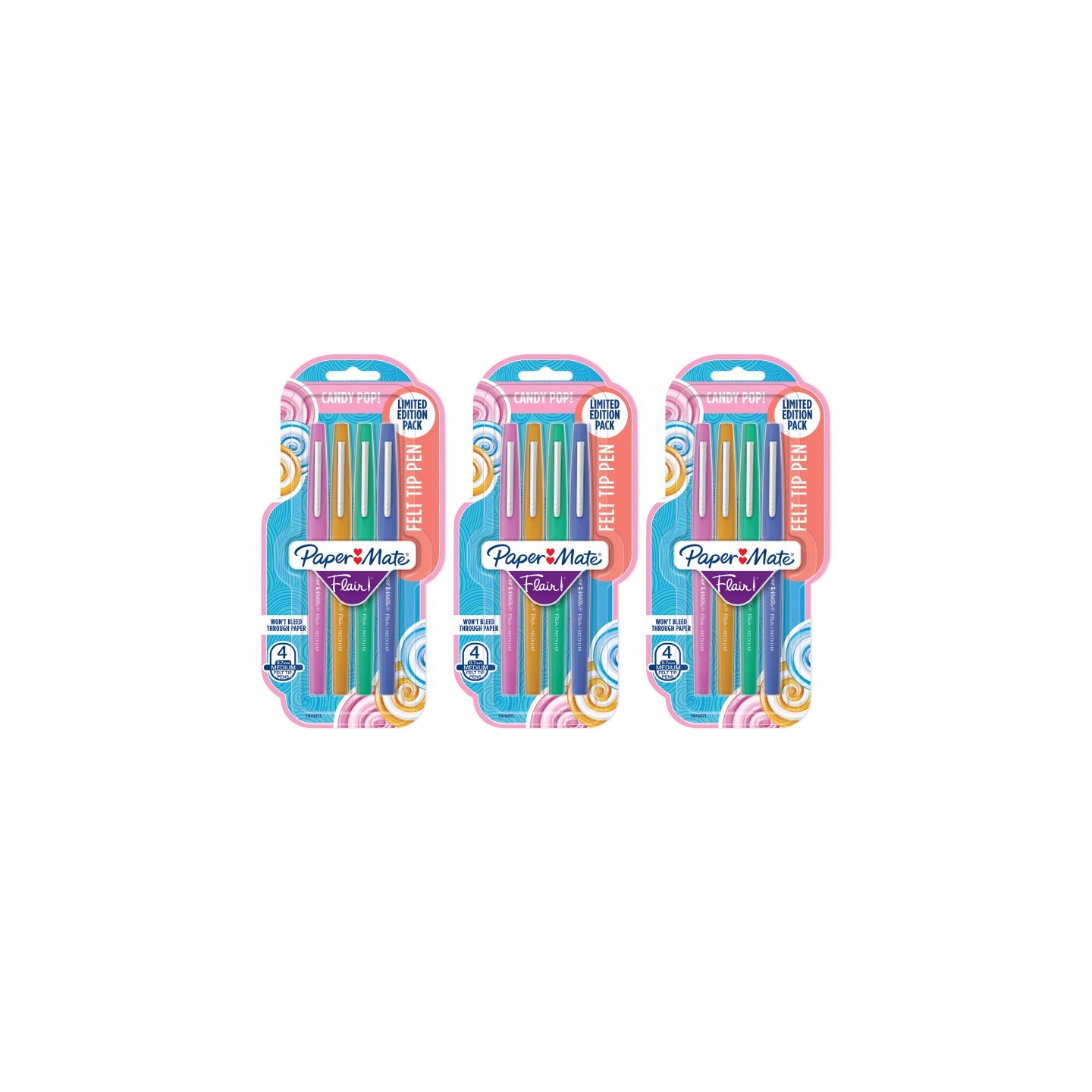 Paper Mate® Flair Felt Tip Pens, Medium Point, Candy Pop Pack, 4 Per Pack, 3 Packs