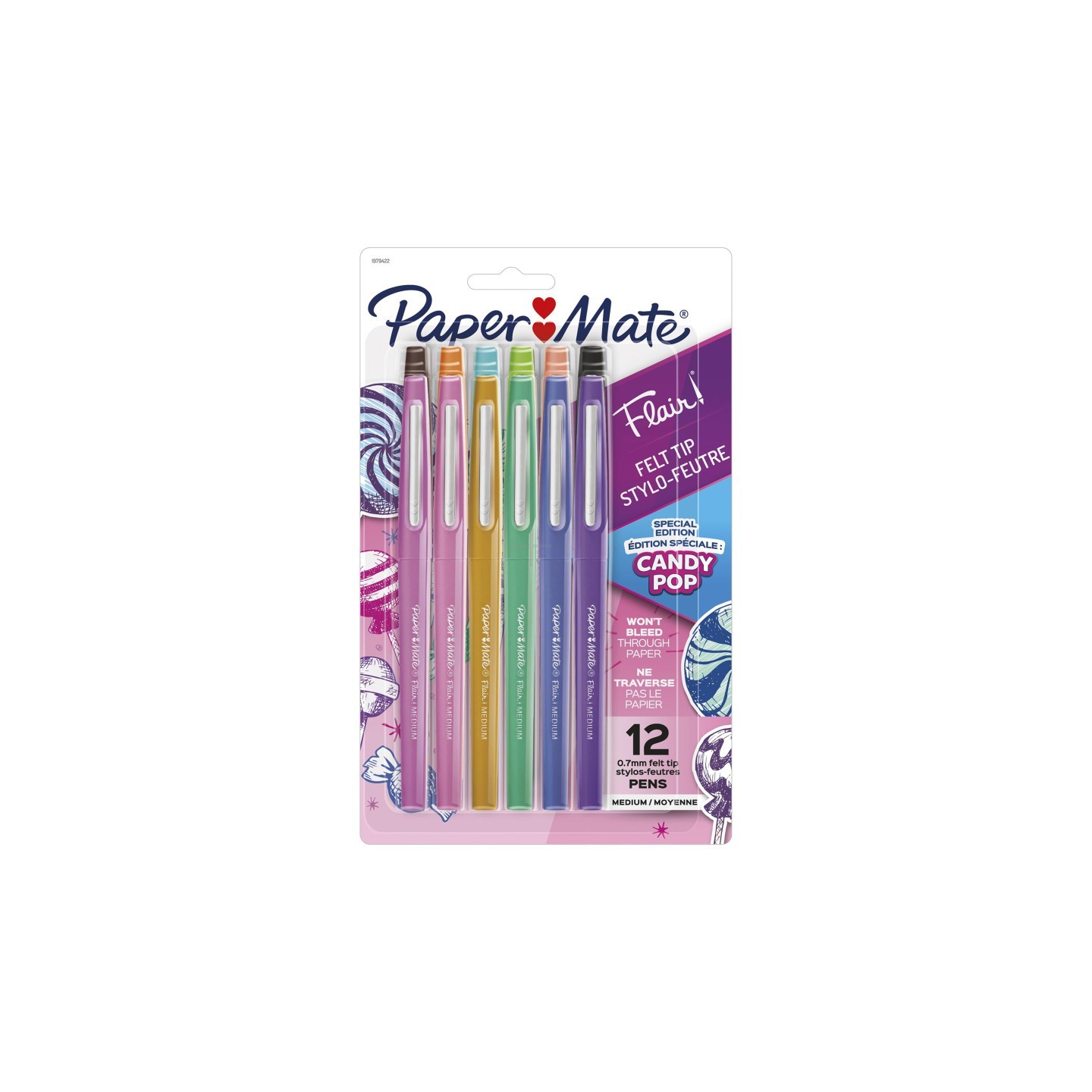 Paper Mate® Flair Felt Tip Pens, Medium Point, Candy Pop Pack, 12 Count