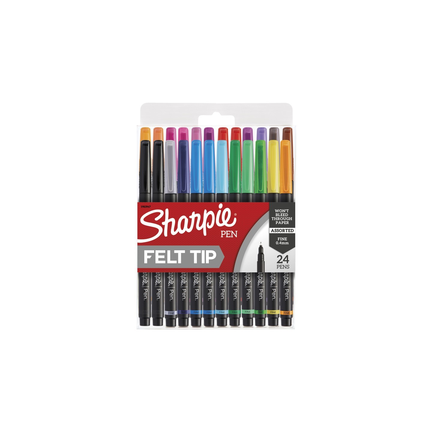Sharpie® Art Pens, Fine Point, Assorted Colors, 24 Count