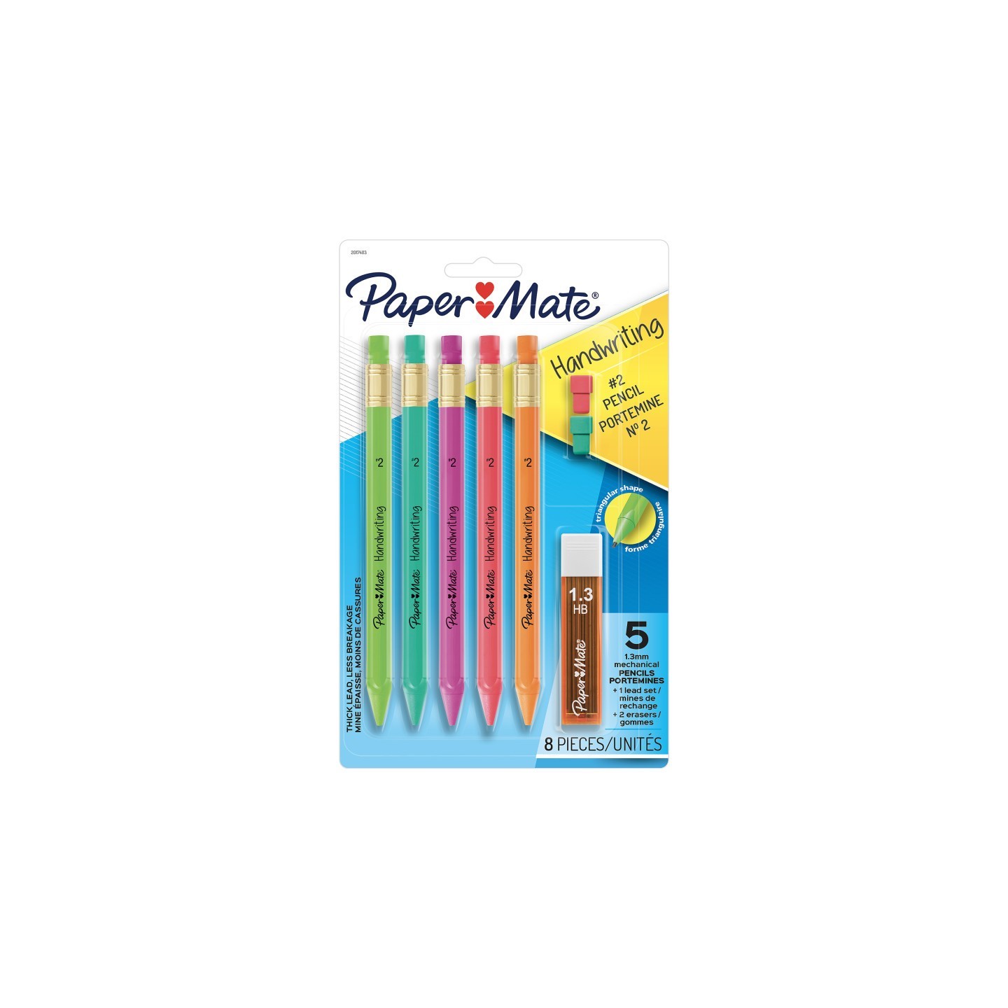 Paper Mate® Handwriting Triangular Mechanical Pencil Set with Lead & Eraser Refills, 1.3mm, 5 Count