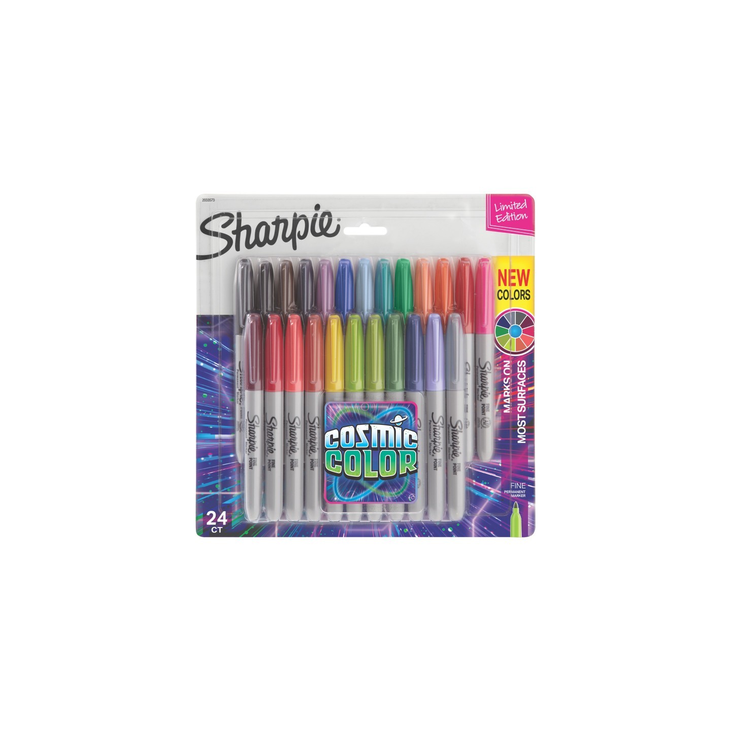 Sharpie® Permanent Markers, Fine Point, Cosmic Color, 24 Count
