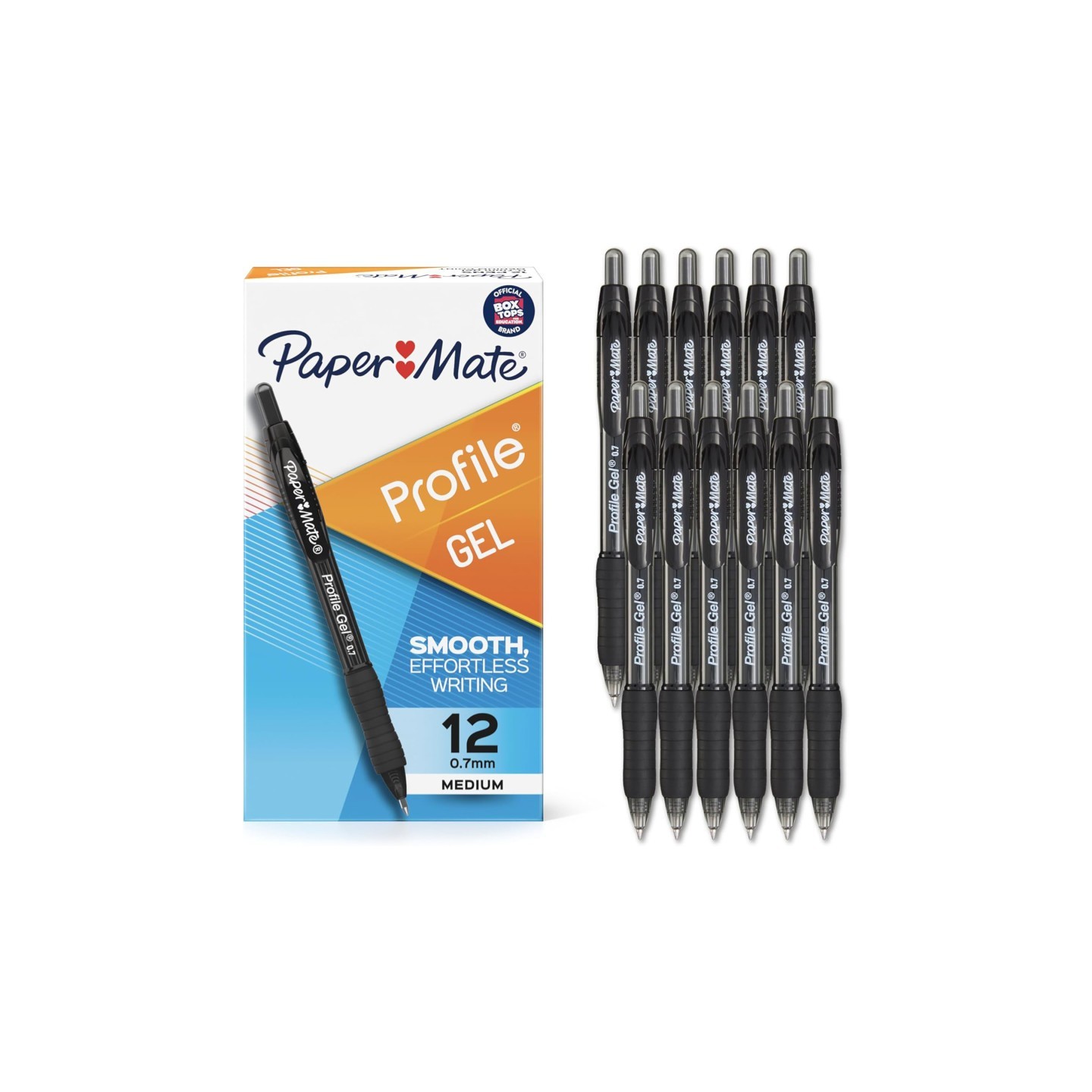 Paper Mate® Gel Pen, Profile Retractable Pen, 0.7mm, Black, 12 Count