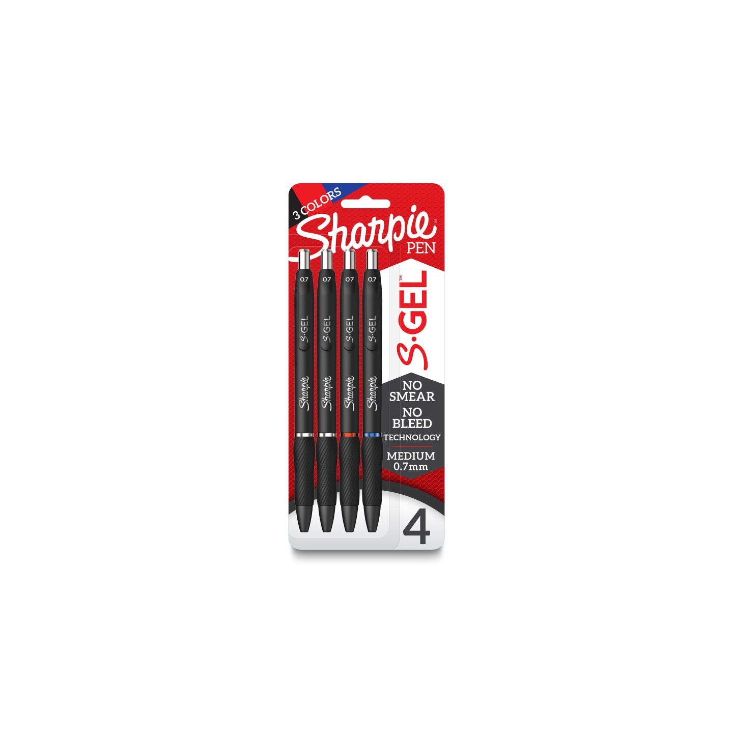 Sharpie® S-Gel Gel Pens, Medium Point (0.7mm), Assorted Colors, 4 Count