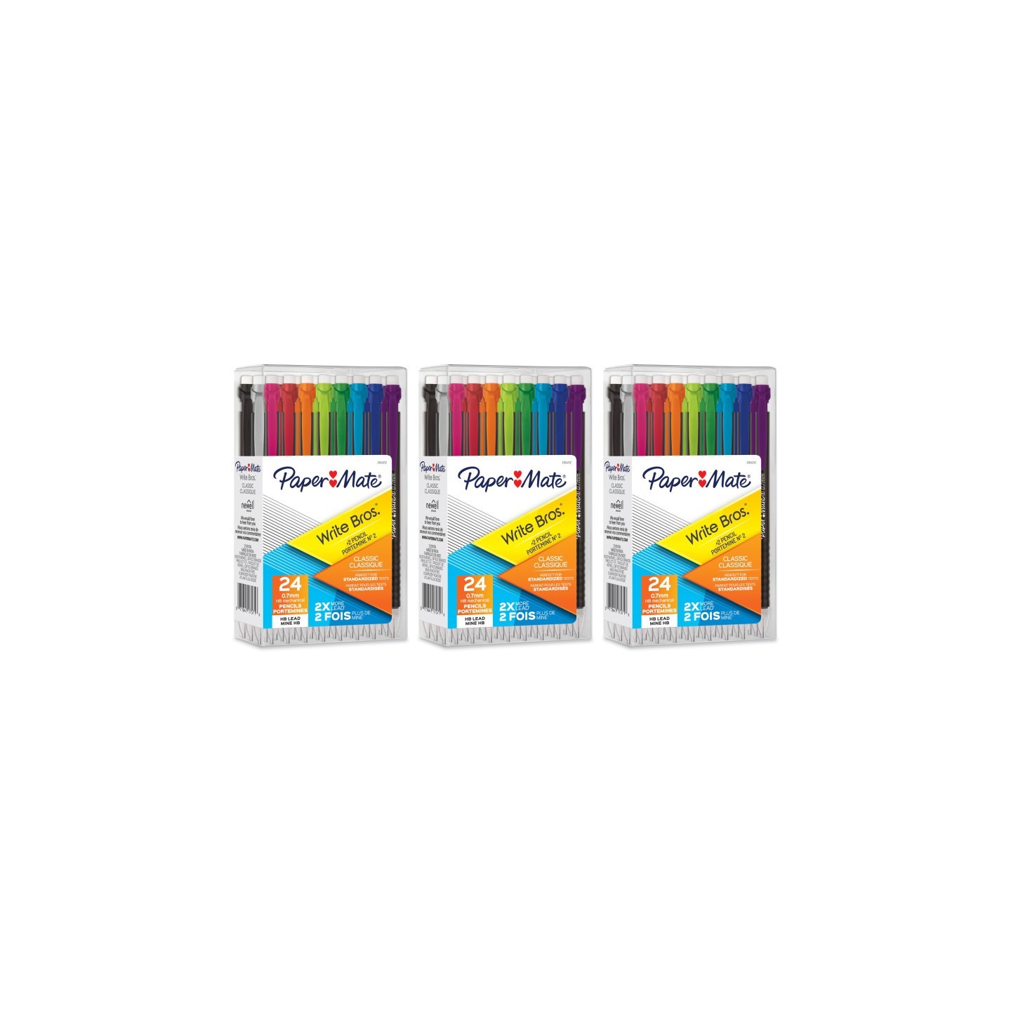 Paper Mate® Write Bros® Mechanical Pencil, 0.7mm, Assorted, 24 Per Pack, 3 Packs