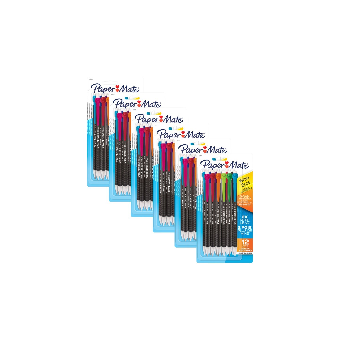 Paper Mate® Write Bros® Mechanical Pencil, 0.7mm, Assorted, 12 Per Pack, 6 Packs