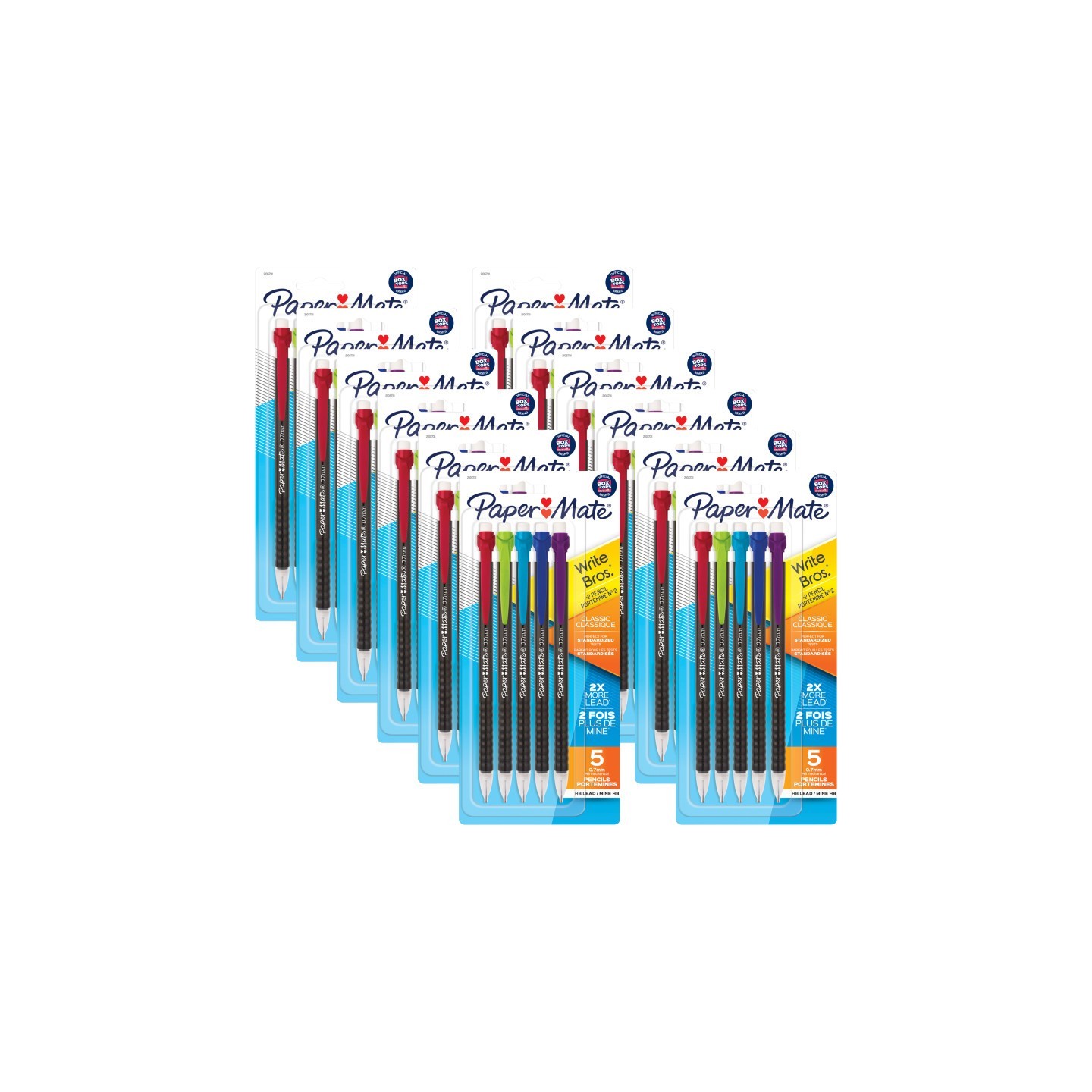 Paper Mate® Write Bros® Mechanical Pencil, 0.7mm, Assorted, 5 Per Pack, 12 Packs