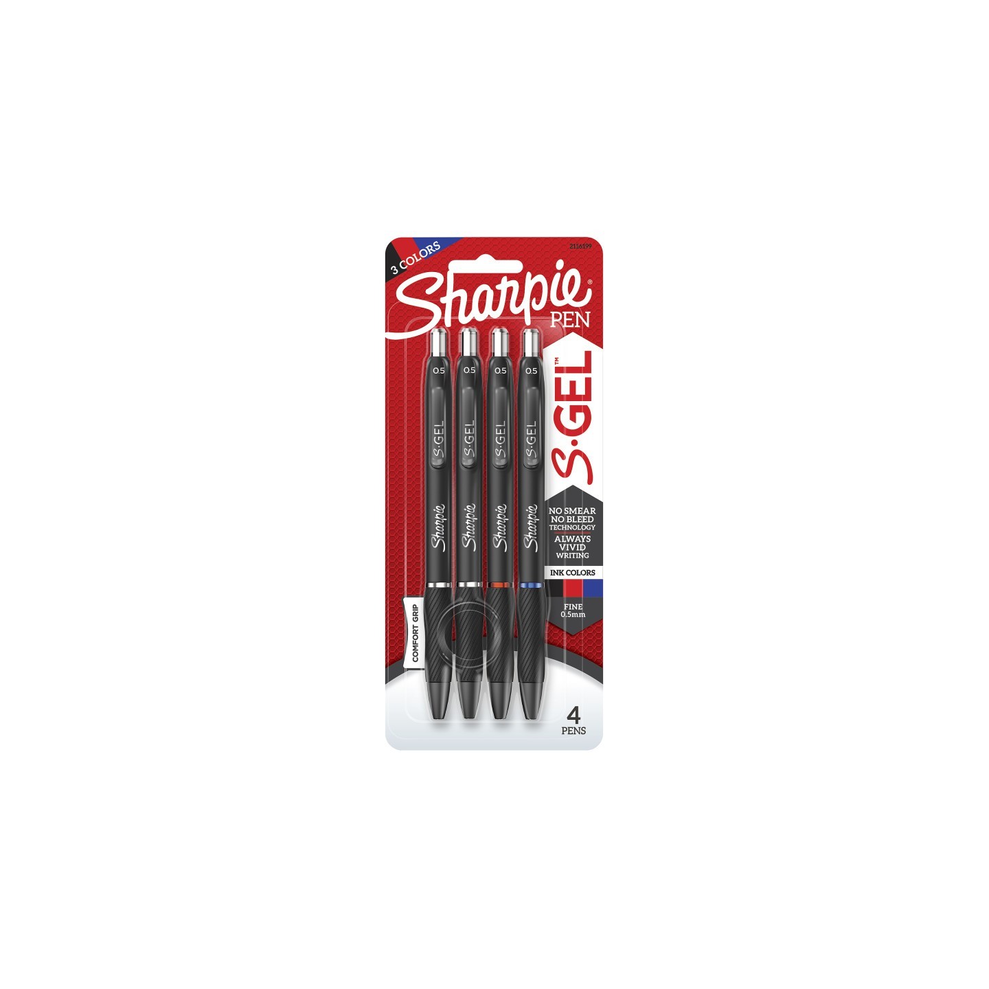 Sharpie® S-Gel Gel Pens, Fine Point (0.5mm), Assorted Colors, 4 Count