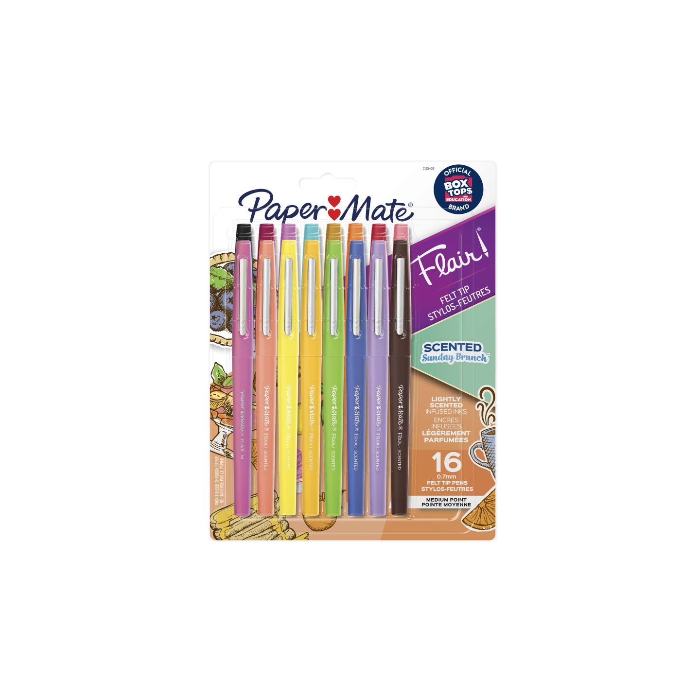 Paper Mate® Flair Scented Felt Tip Pens, Assorted Sunday Brunch Scents and Colors, 0.7mm, 16 Count
