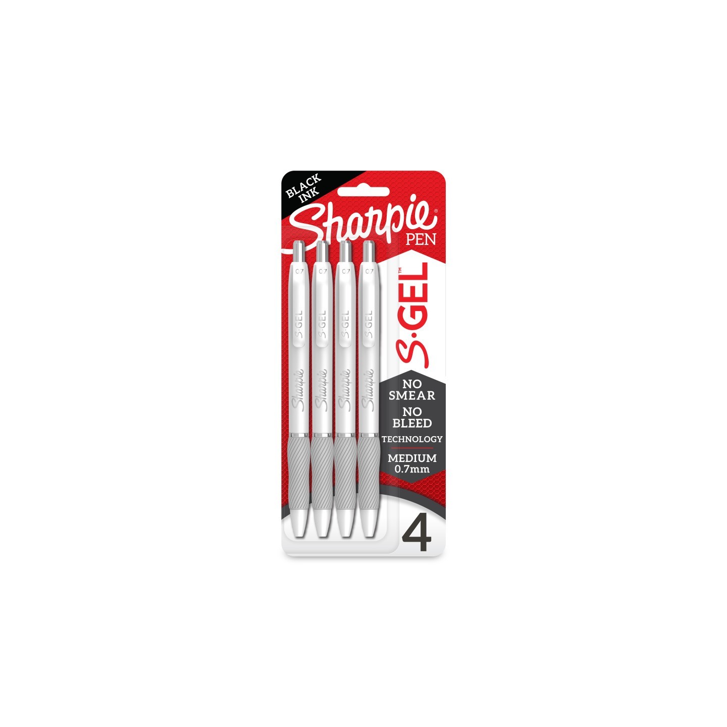 Sharpie® S-Gel, Gel Pens, Medium Point (0.7mm), Pearl White Body, Black Gel Ink Pens, 4 Count