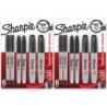Sharpie® Permanent Markers Variety Pack, Fine, Ultra-Fine, & Chisel-Point Markers, Black, 6 Per Pack, 2 Packs